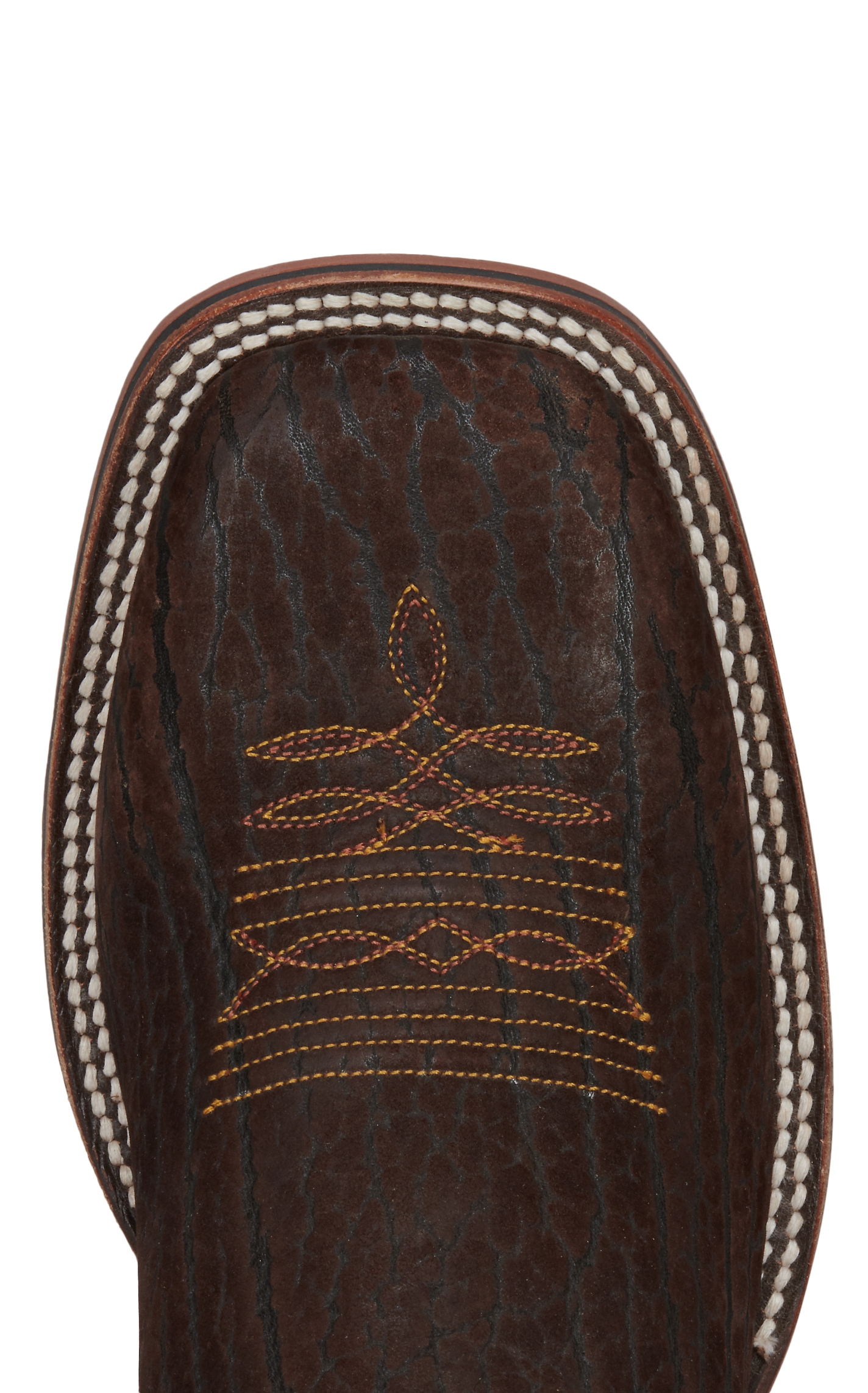 Hondo Men's Chocolate Nubuck Bullhide and Tan Wide Square Toe Cowboy Boots - Image 1