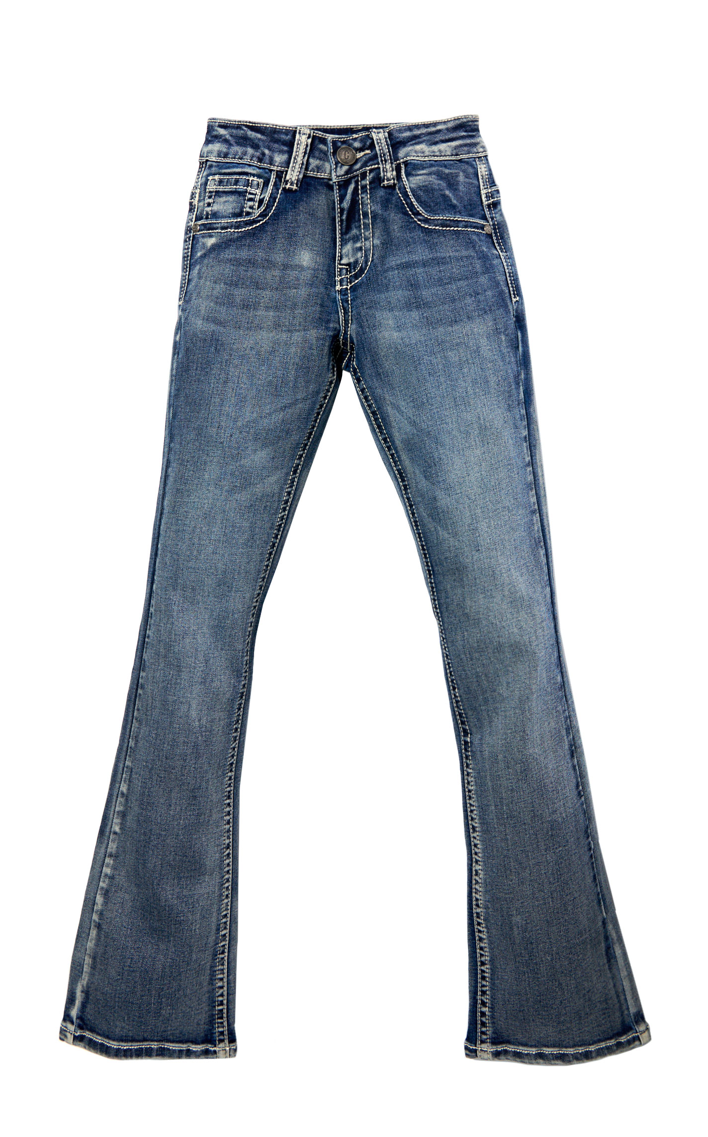 Rockin C Girl's Medium Wash Butterfly Embroidery Pocket Jeans - Image 1