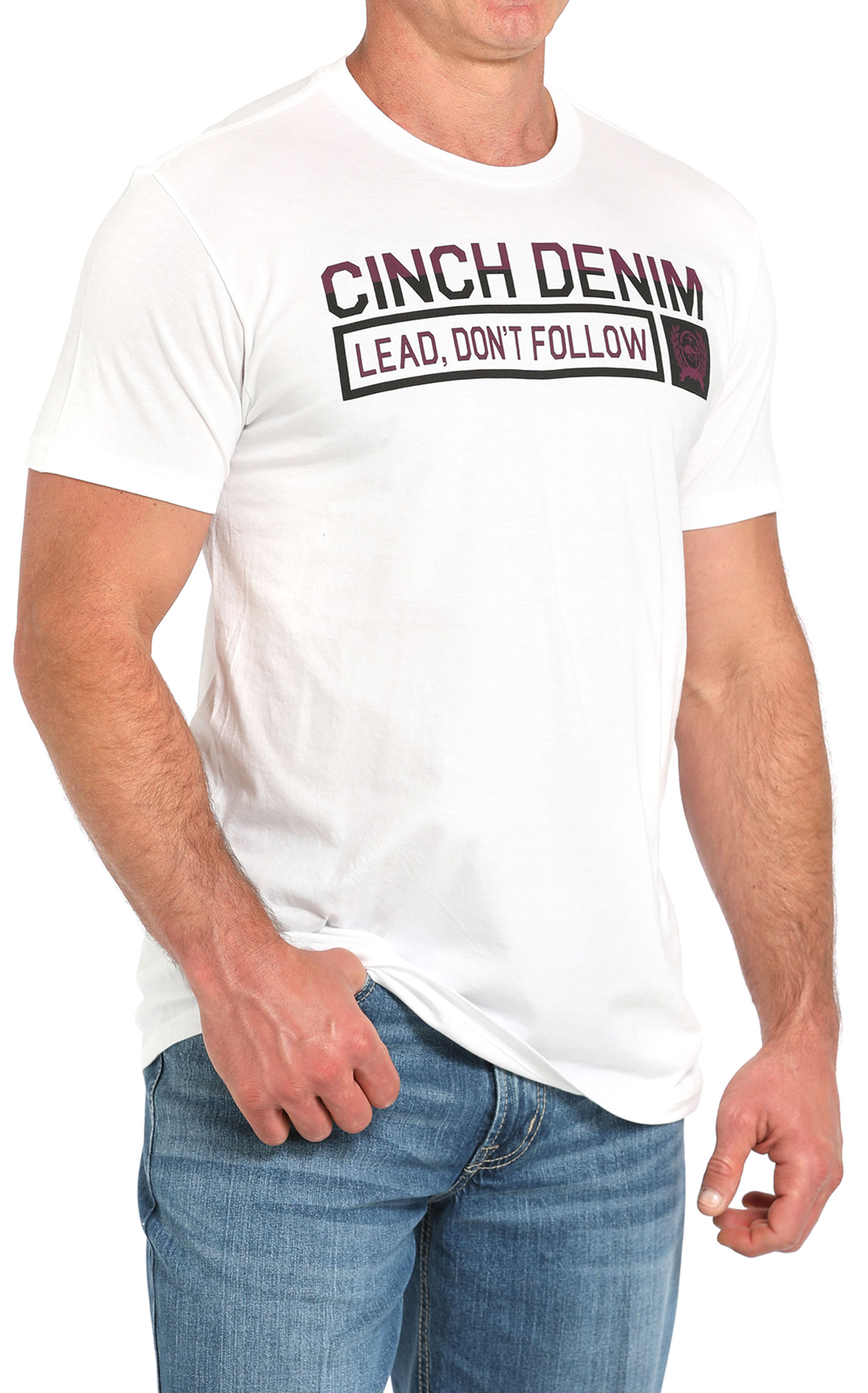 Cinch Men's White Lead This Life Logo Graphic T-Shirt - Image 1