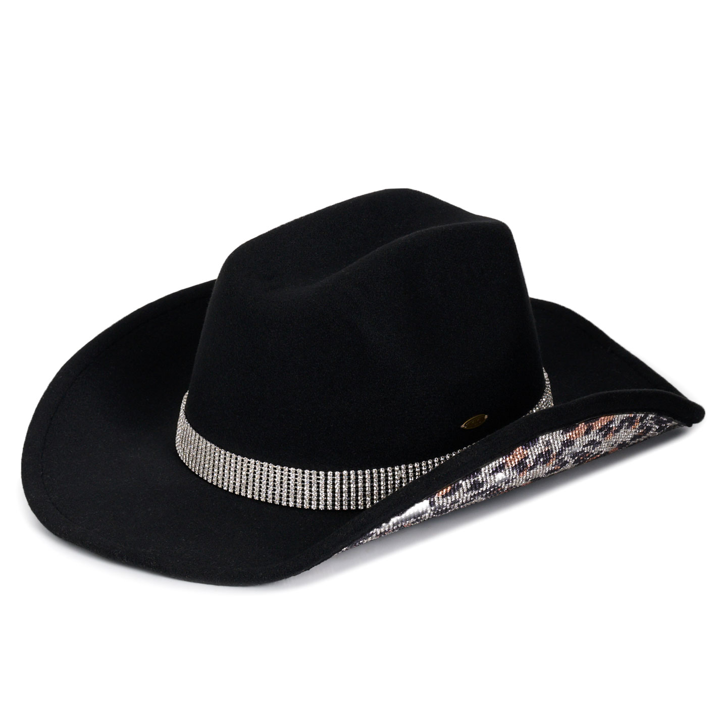 Girlie Girl Originals Women's Black Leopard Bling Wool Cowboy Hat - Image 2