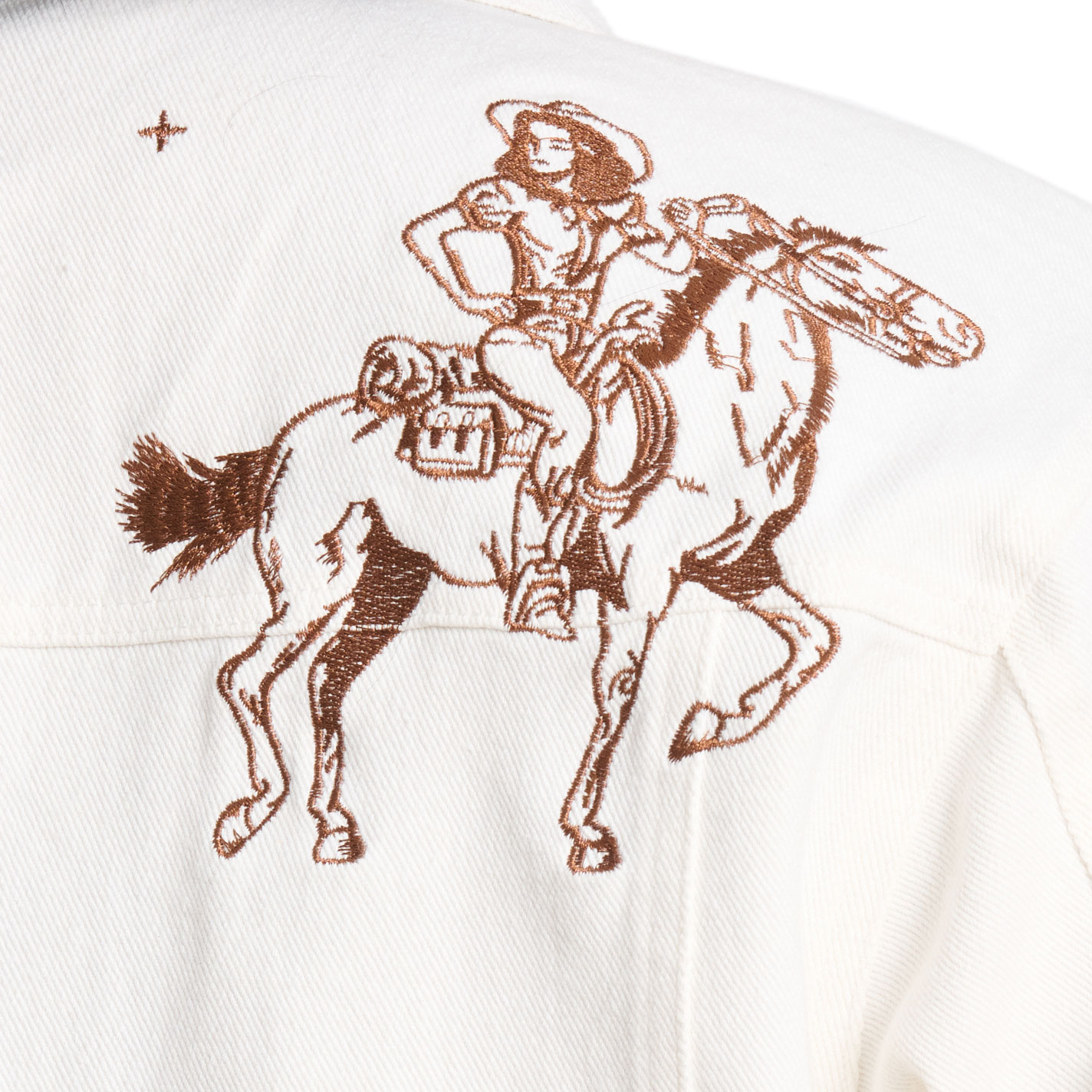 Rockin C Women's Off-White Embroidered Denim Jacket - Image 1