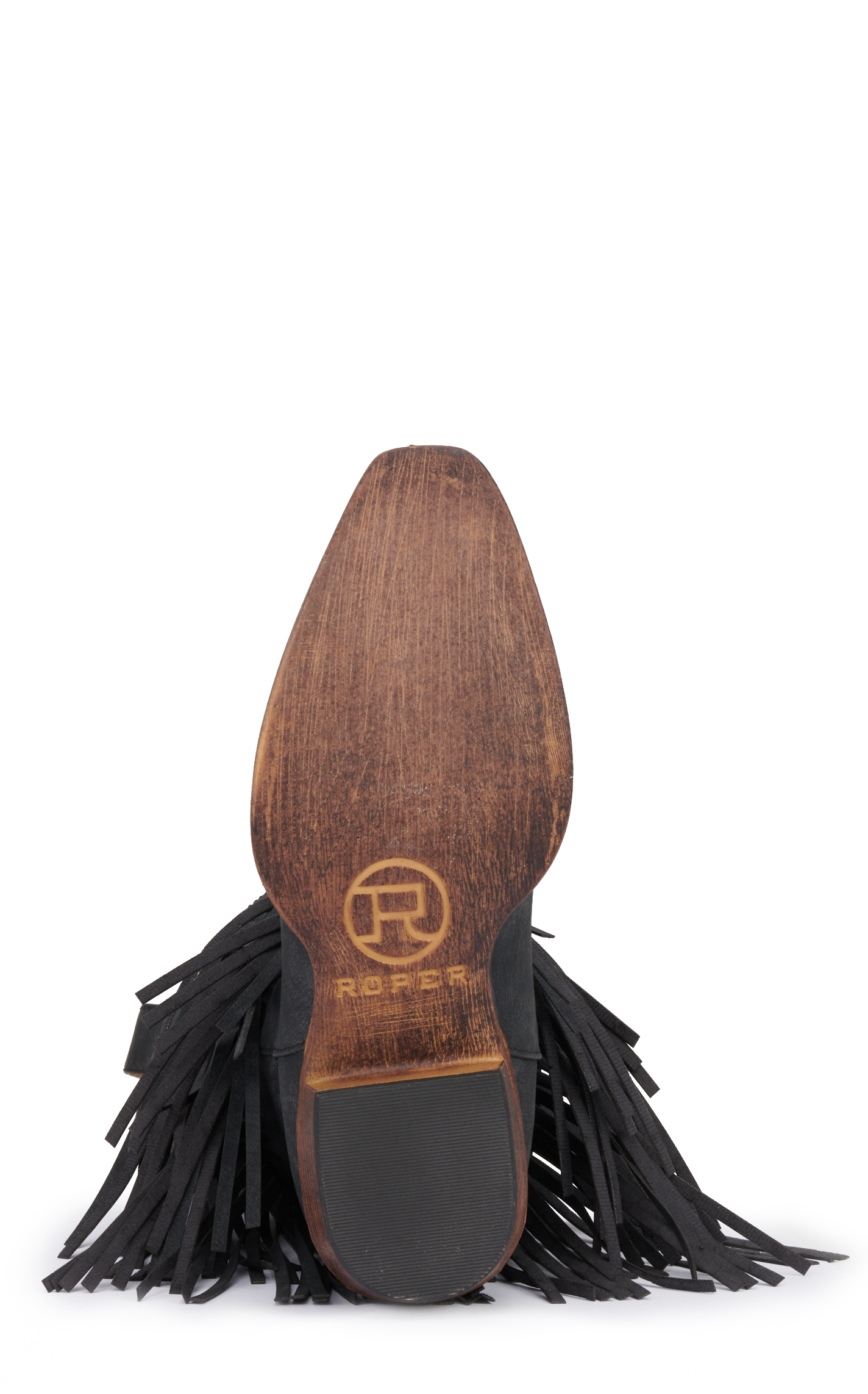 Roper Women's Black Faux Suede with Fringe Snip Toe Cowboy Boots - Image 1