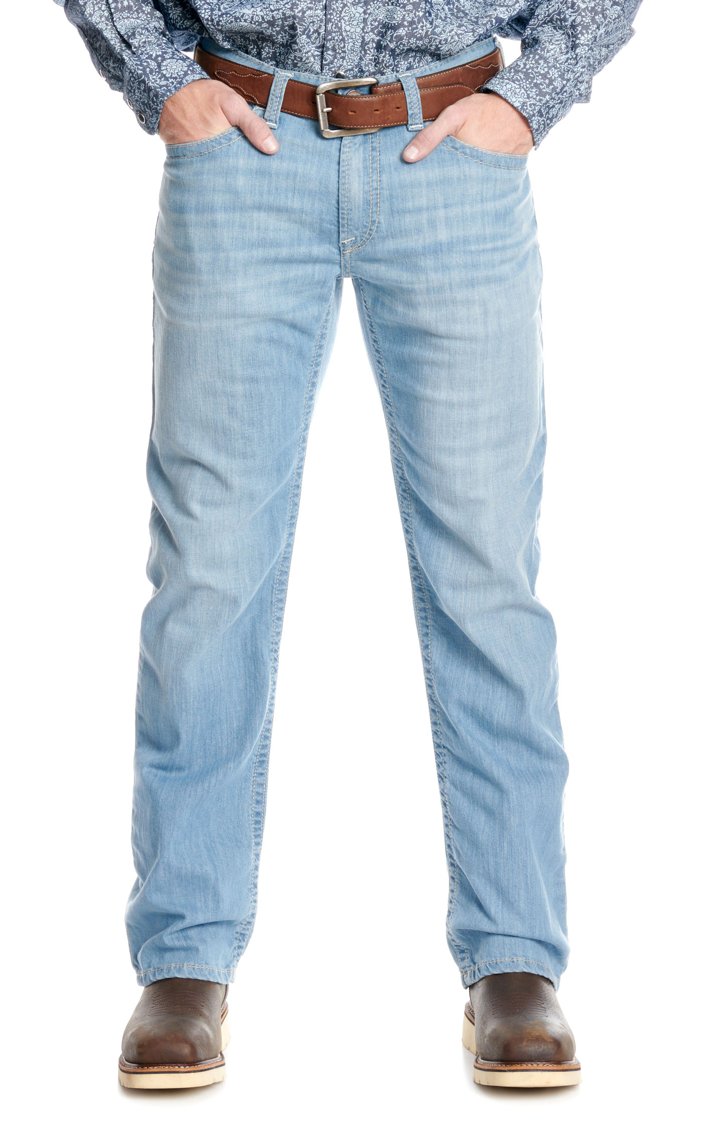 Ariat Men's FR M4 Duralight Remming Medium Wash Relaxed Boot Cut Work Jeans - Image 3