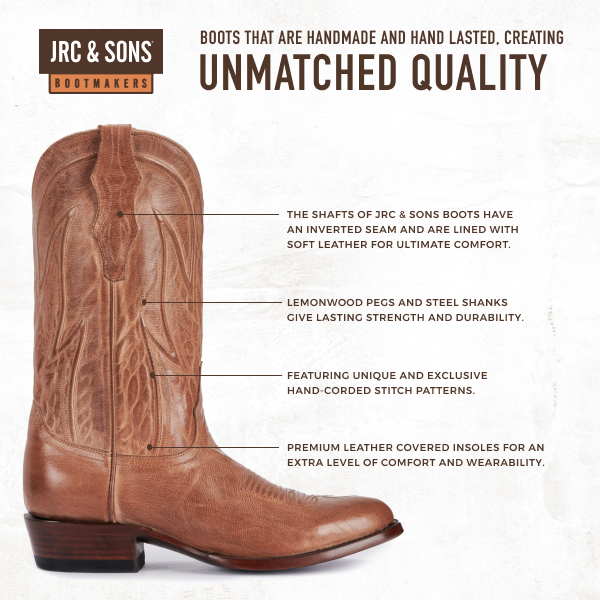 JRC & Sons Men's Colton Mad Dog Goat Leather Round Toe Cowboy Boot in Tan - Image 1
