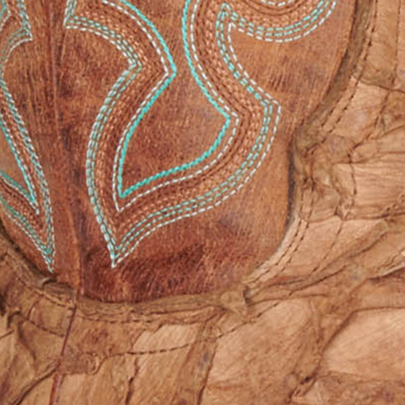 Cavender’s Women’s Pirarucu Saddle Tan and Nut Exotic Wide Square Toe Cowboy Boots  - Image 1