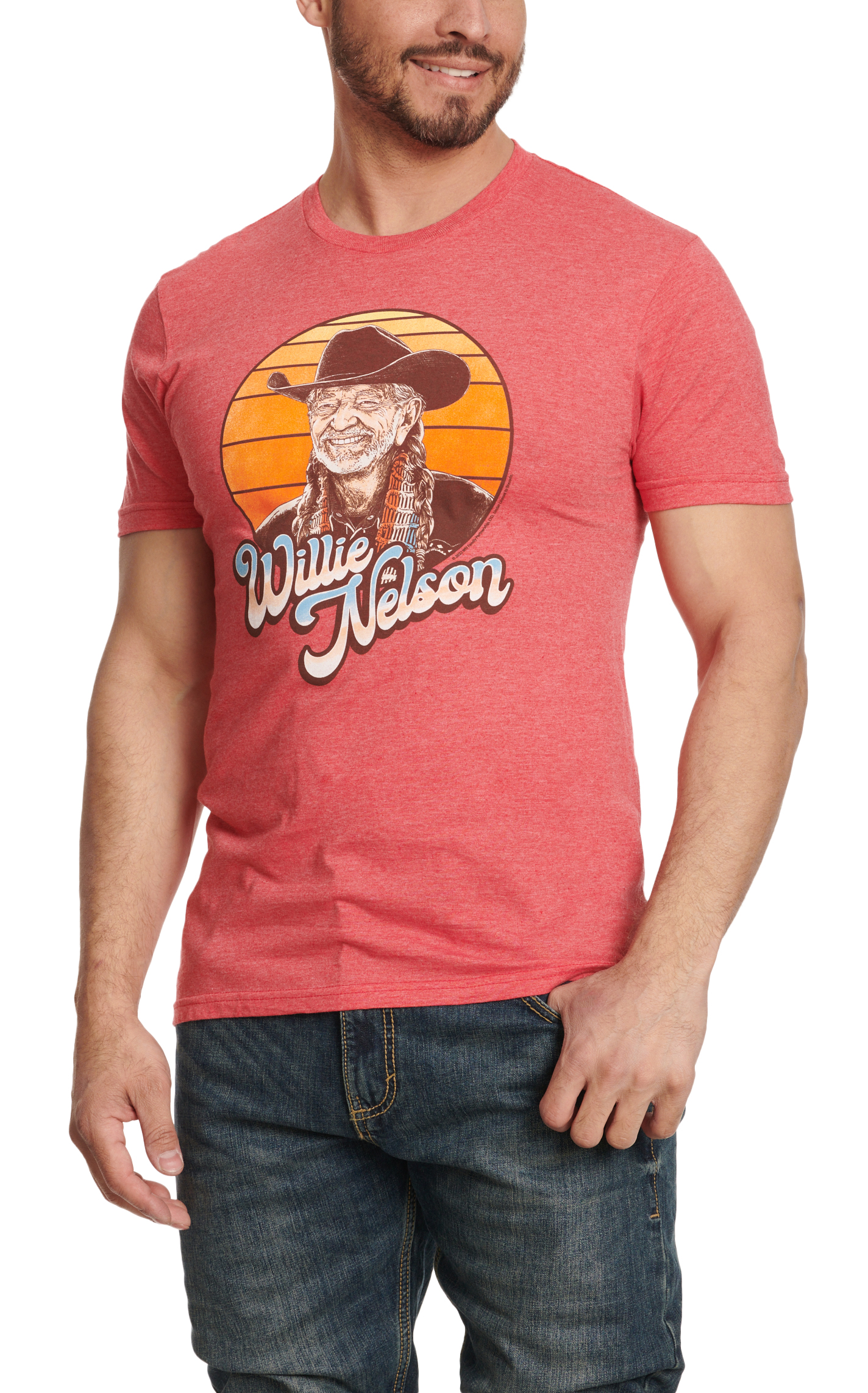 JedCo Men's Red & Sunset Willie Nelson Graphic T-Shirt  - Image 1