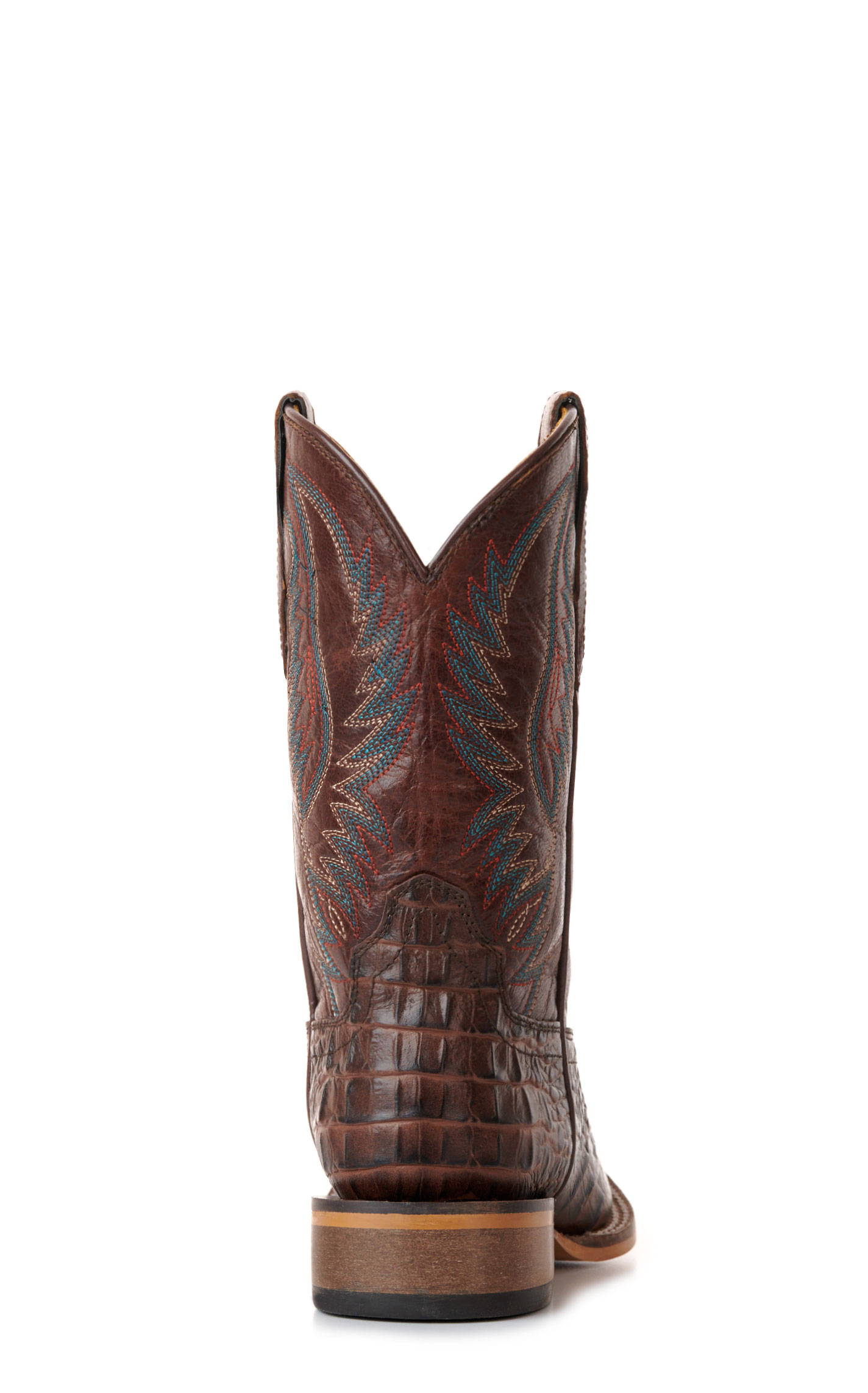 Cavender's Kids' Chocolate Crocodile Print Wide Square Toe Cowboy Boots - Image 1