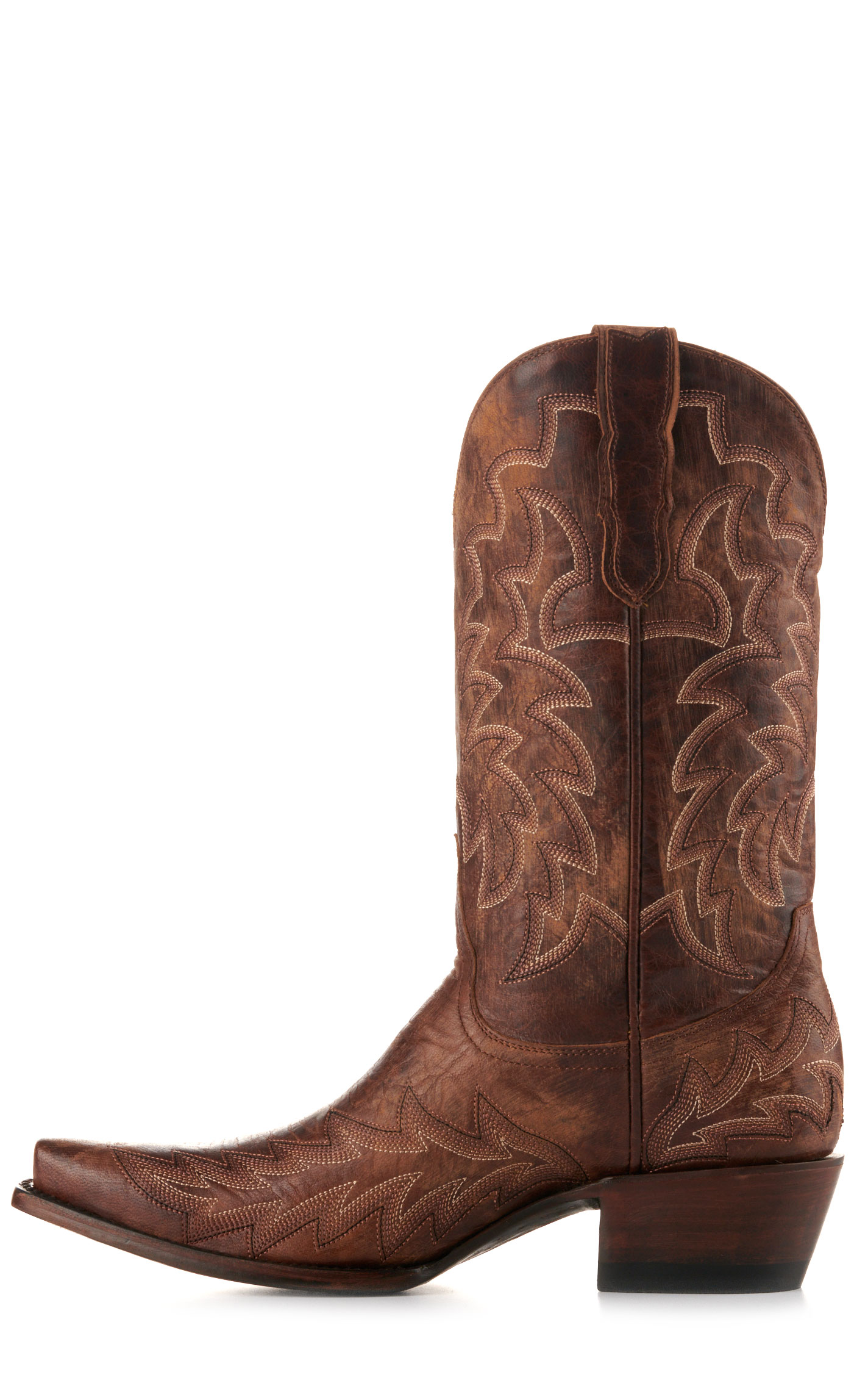 Cavender’s Women’s Vesuvio Brass Leather Brown Snip Toe Cowboy Boots  - Image 1