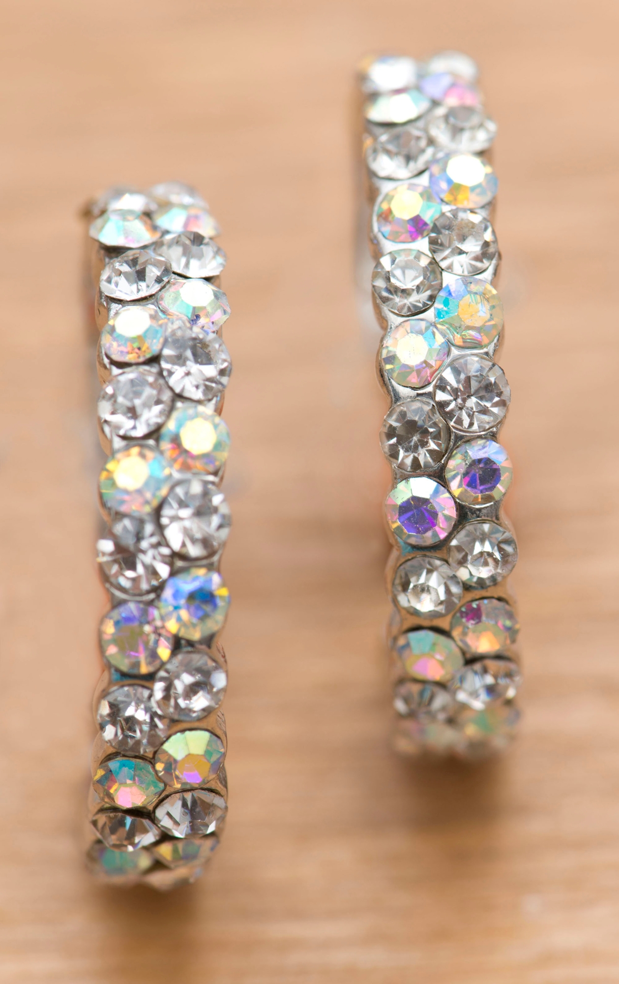 Blazin Roxx Clear Rhinestone Hoop Earrings - Image 1