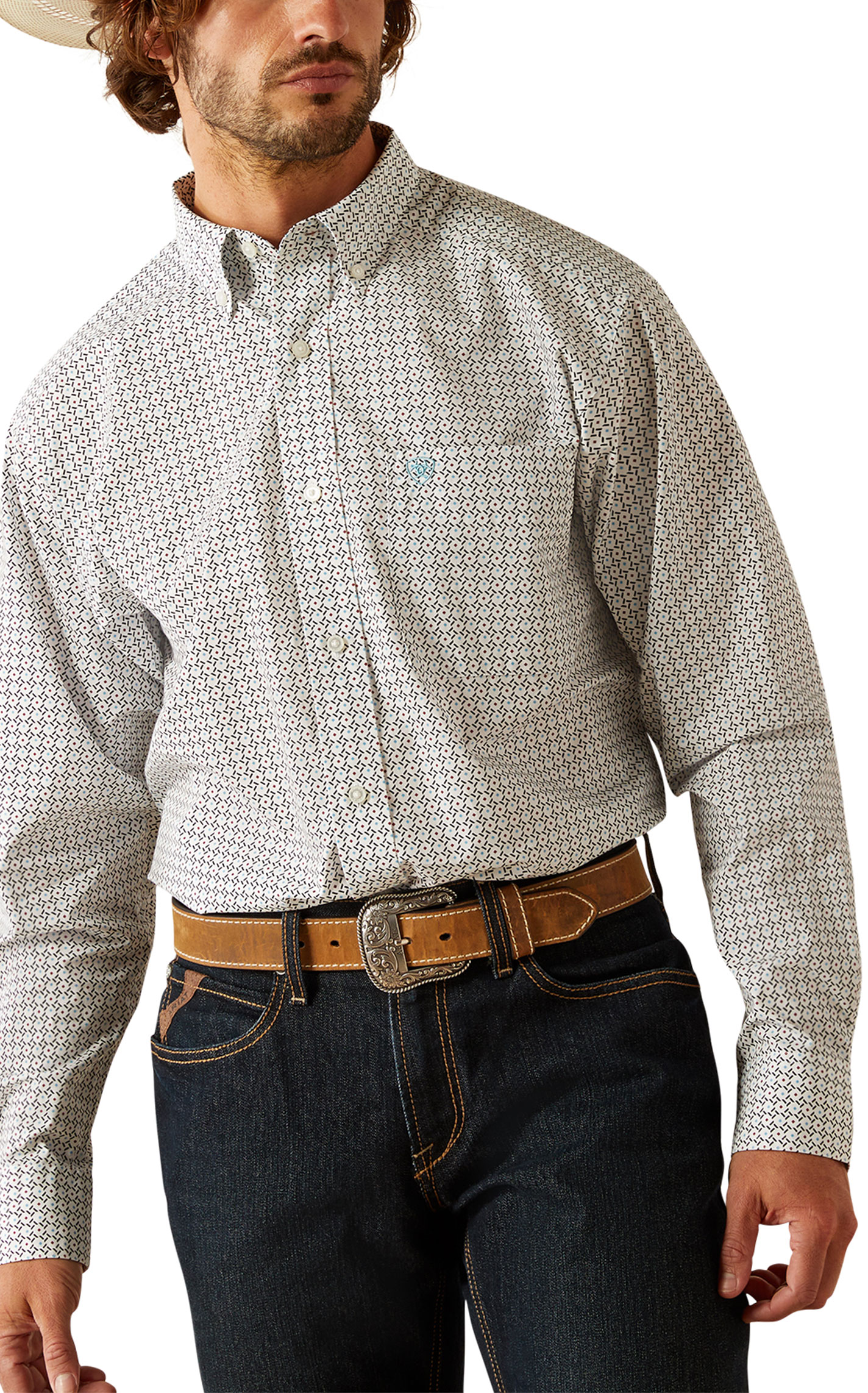 Ariat Men's White & Black Geo Western Shirt - Image 1