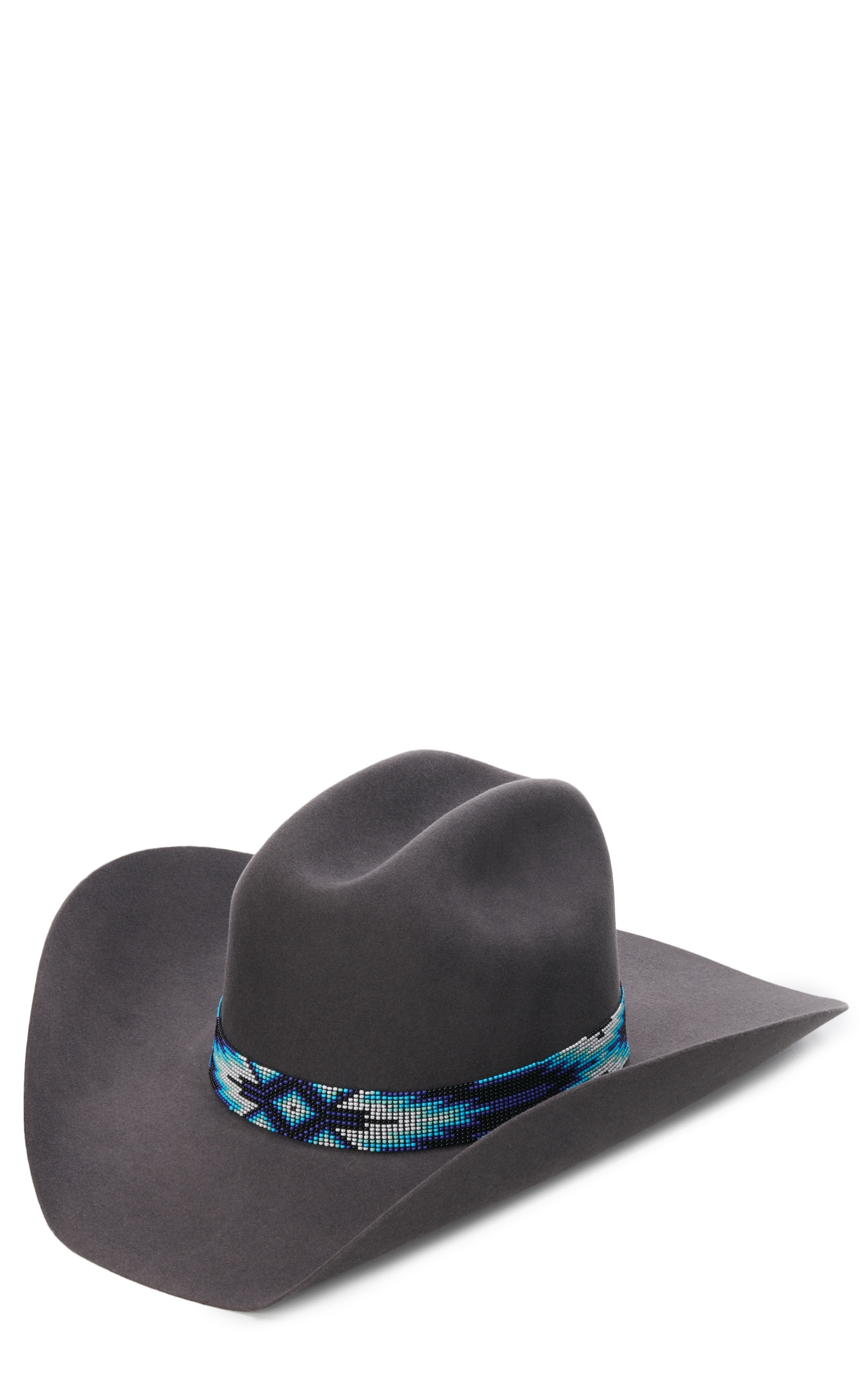 Twister Multi-Blue Southwest Design Beaded Stretch Hatband - Image 1