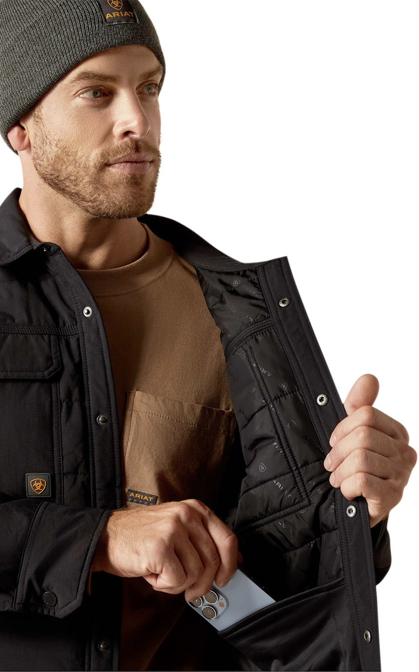 Ariat Rebar Men's Black Cordura Ripstop Insulated Shirt Jacket - Image 1