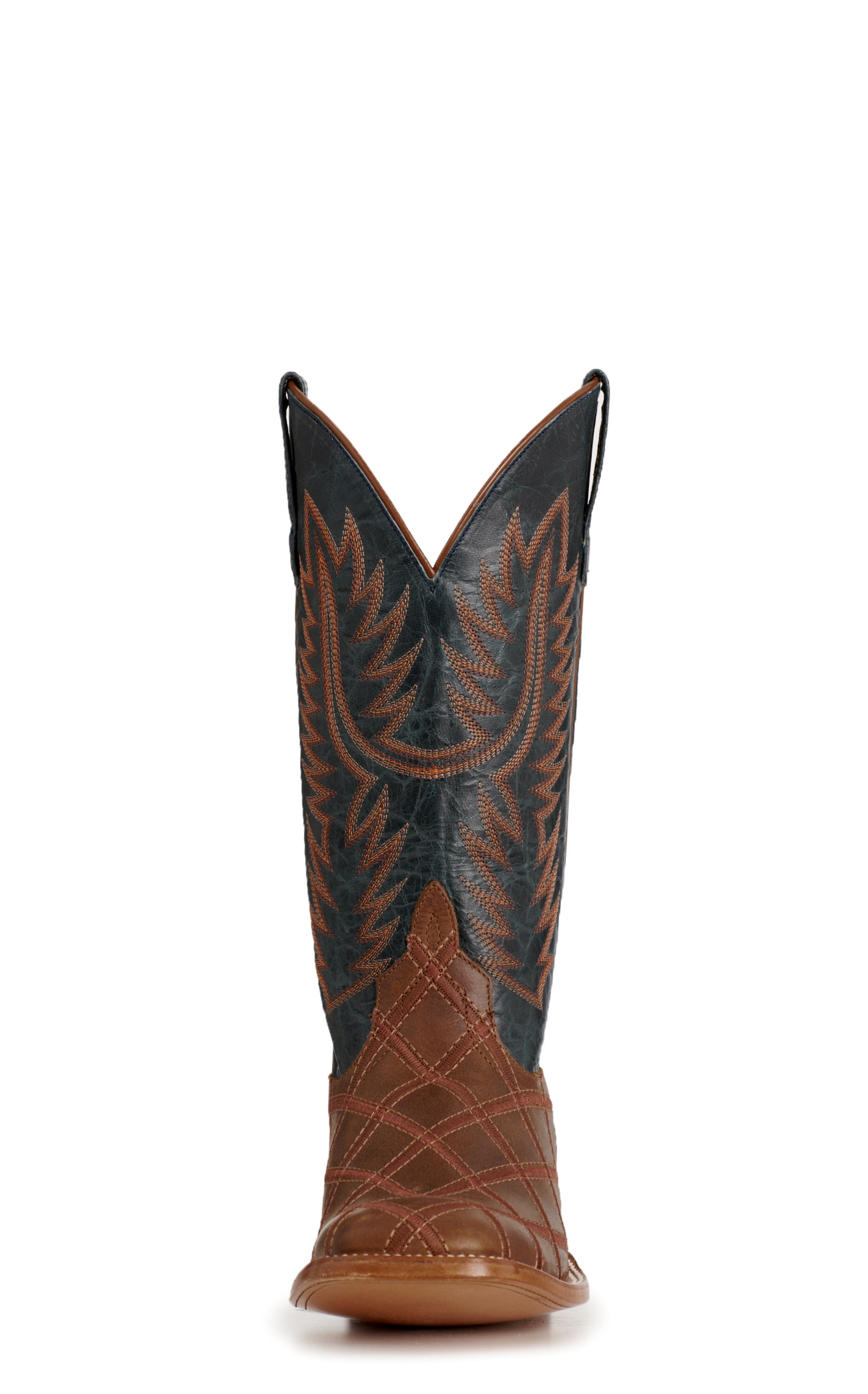 Anderson Bean Men's Horsepower Brown Patchwork & Navy Square Toe Cowboy Boots - Image 1
