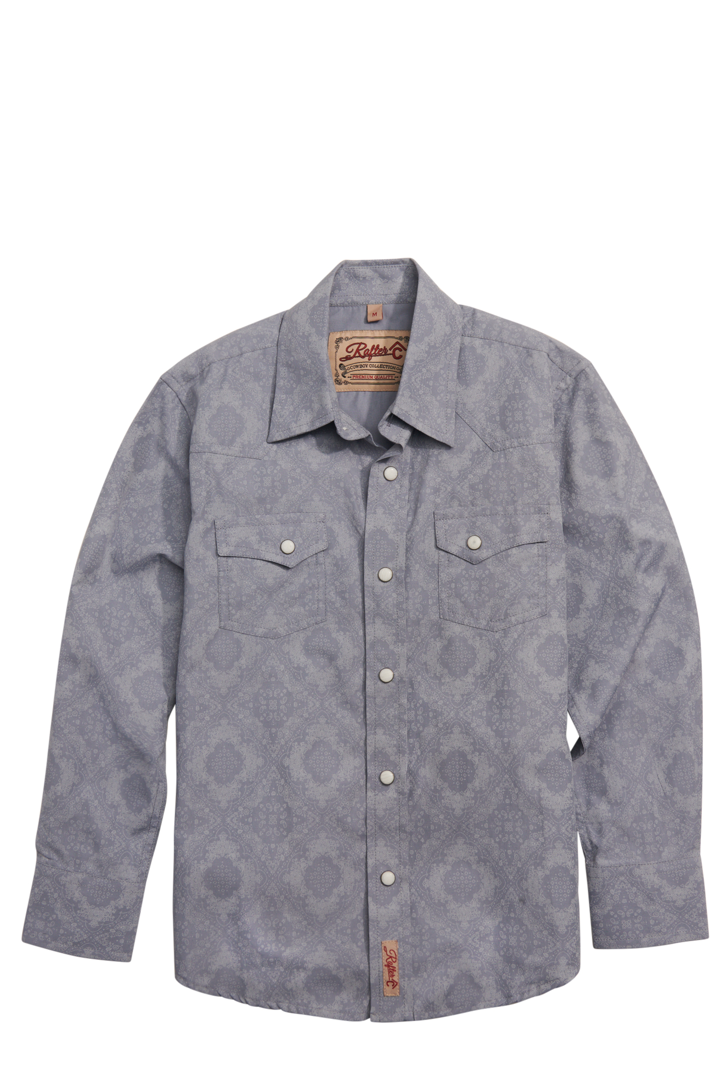 Rafter C Boy's Gray Bandana Paisley Long Sleeve Western Shirt - Image 1