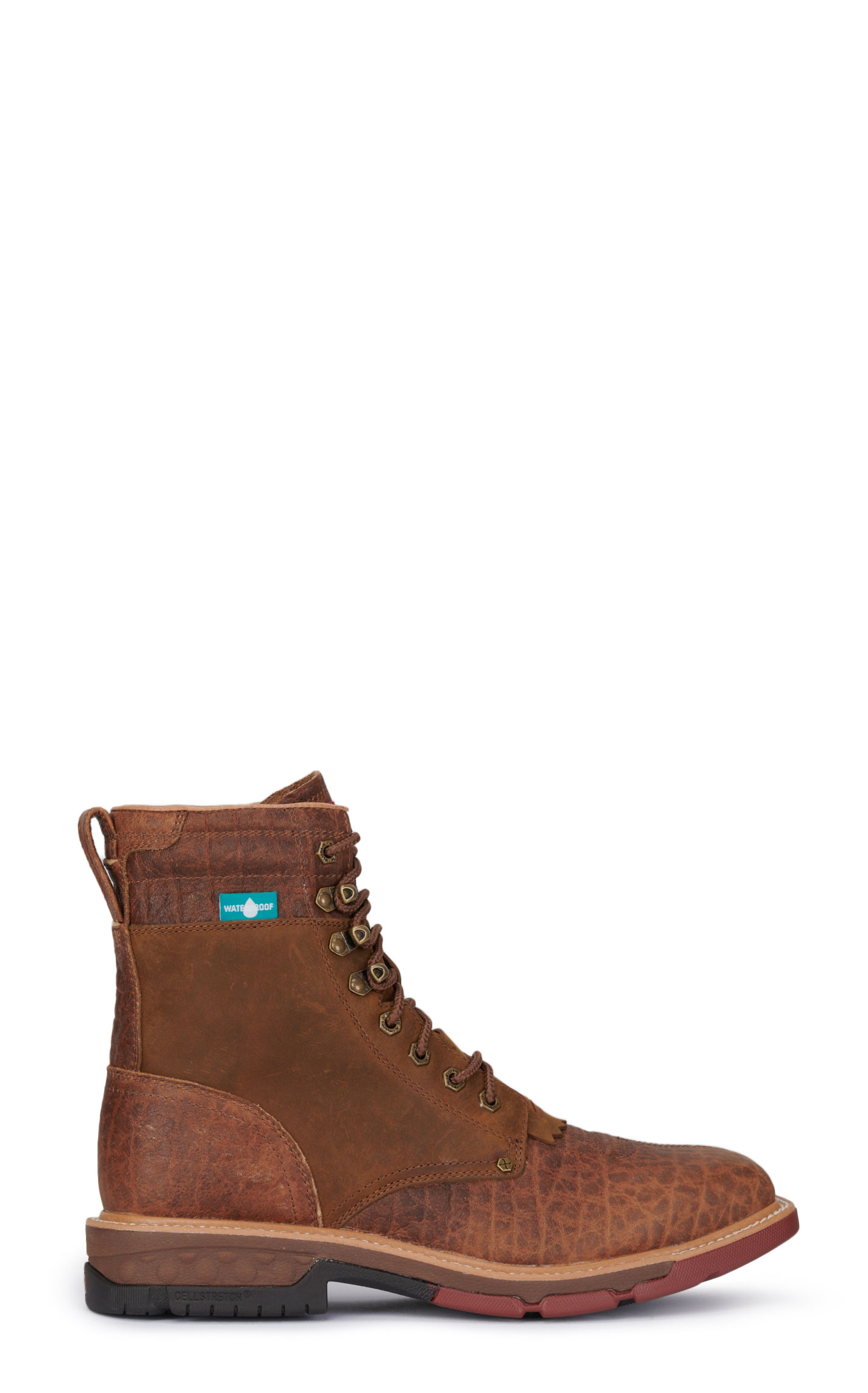 Twisted X Men's Cognac CellStretch Waterproof Lace Up Wide Square Toe Work Boots - Image 1
