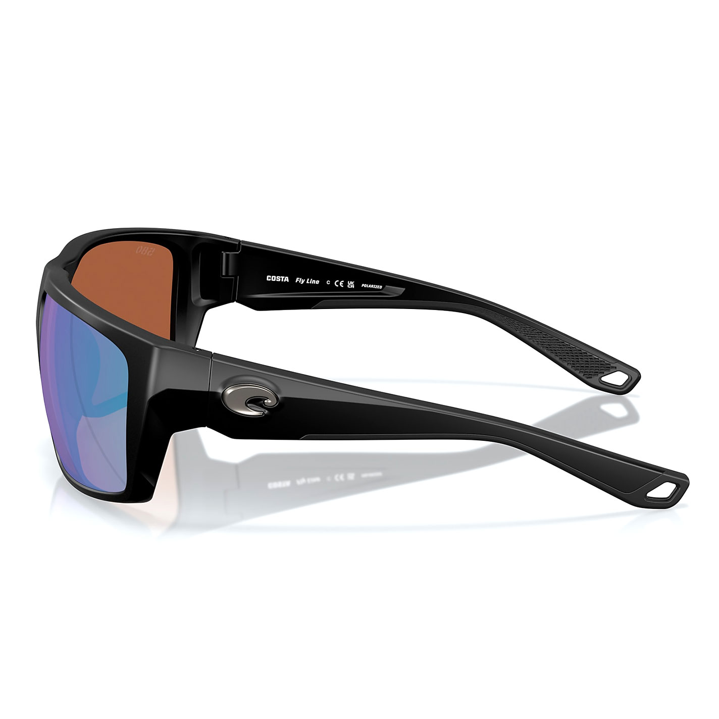 Costa Men's Black Frame Green Mirror Polarized Sunglasses - Image 7
