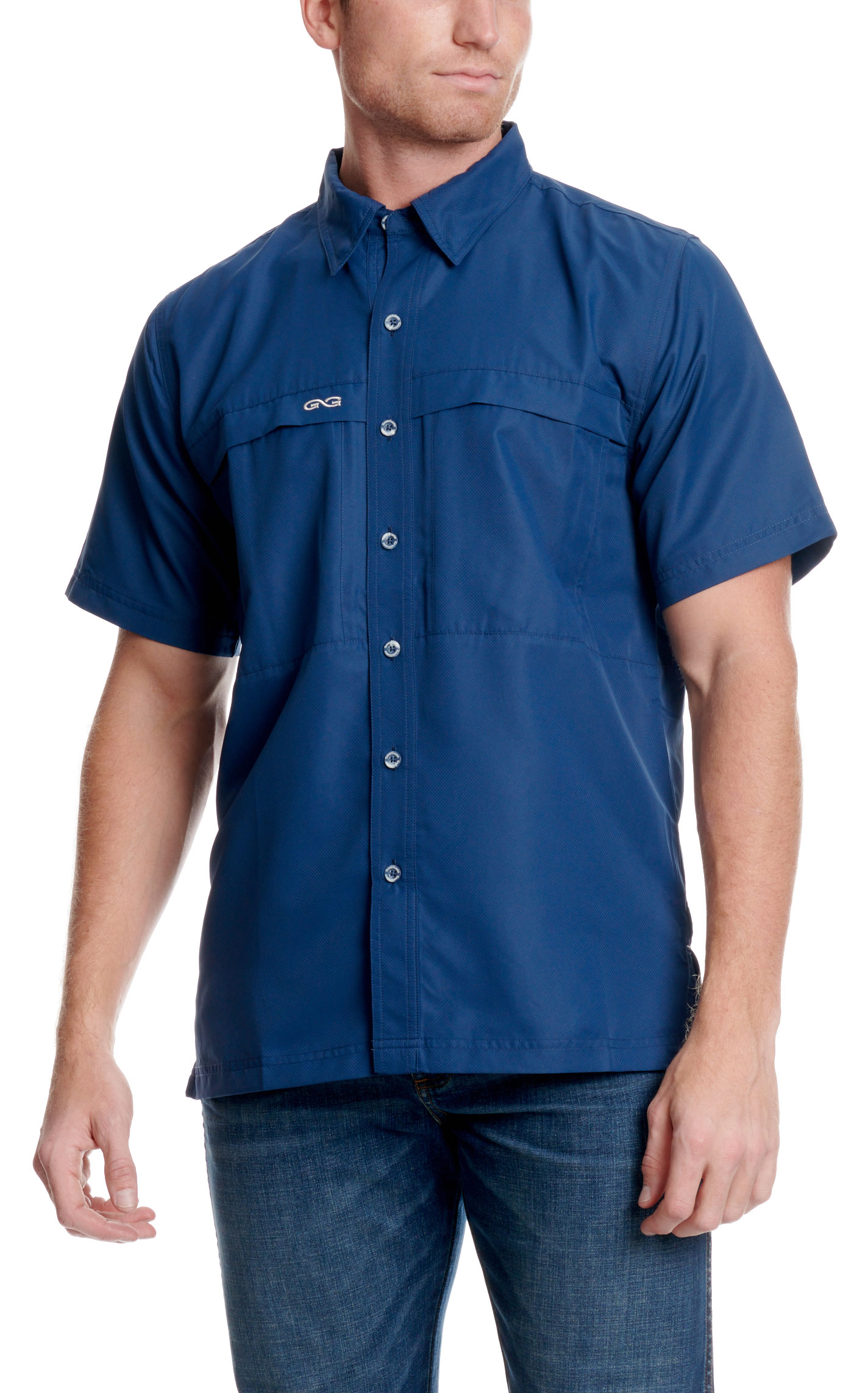 GameGuard Outdoors Men's Deep Water Blue MicroFiber Fishing Shirt - Image 1