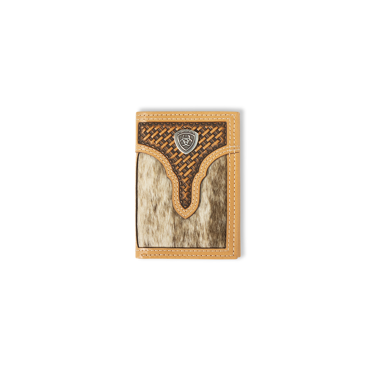 Ariat Calf Hair & Basket Weave TriFold Wallet - Image 1