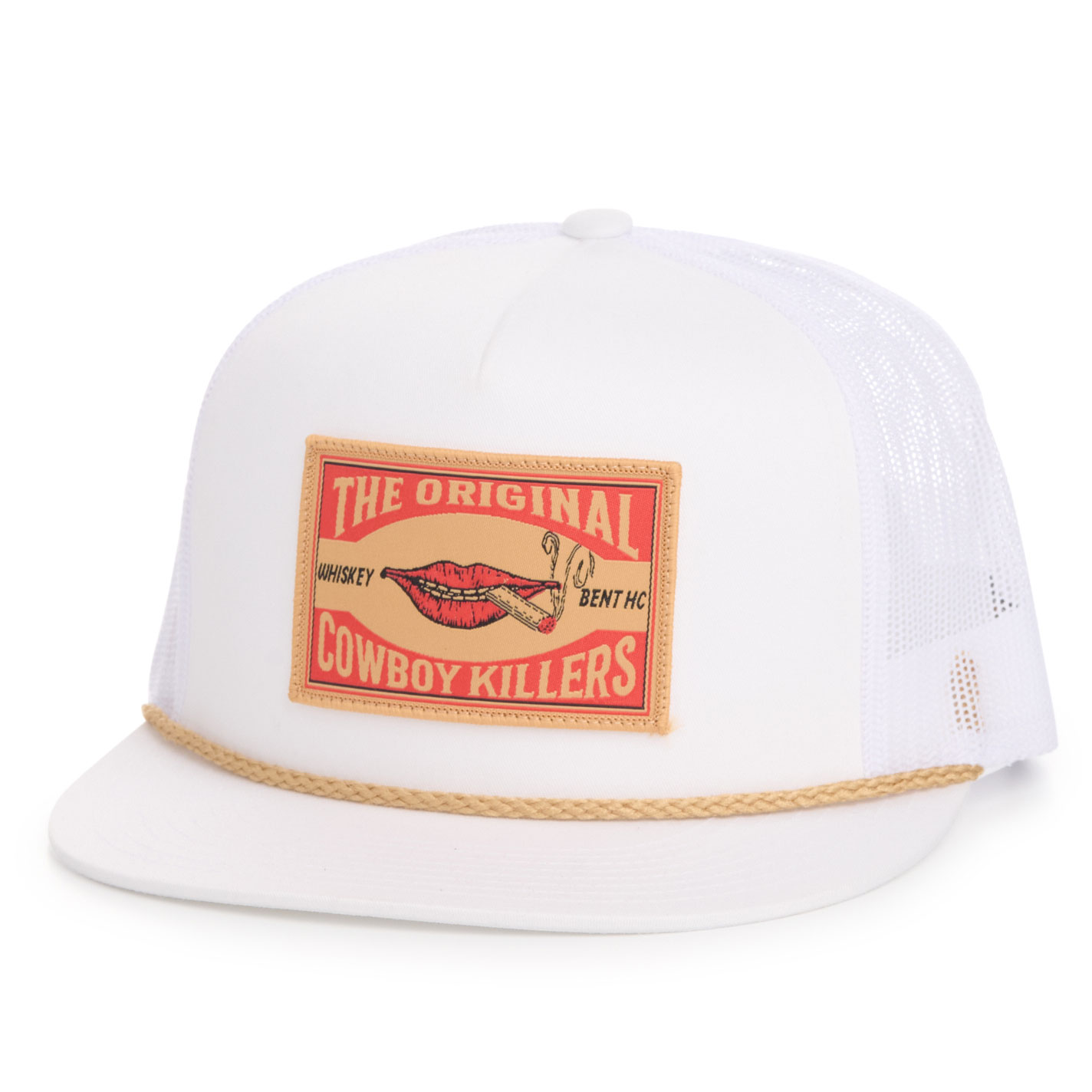 Whiskey Bent Hat Co. White & White Live the Brand Logo Patch Cap - Image 1