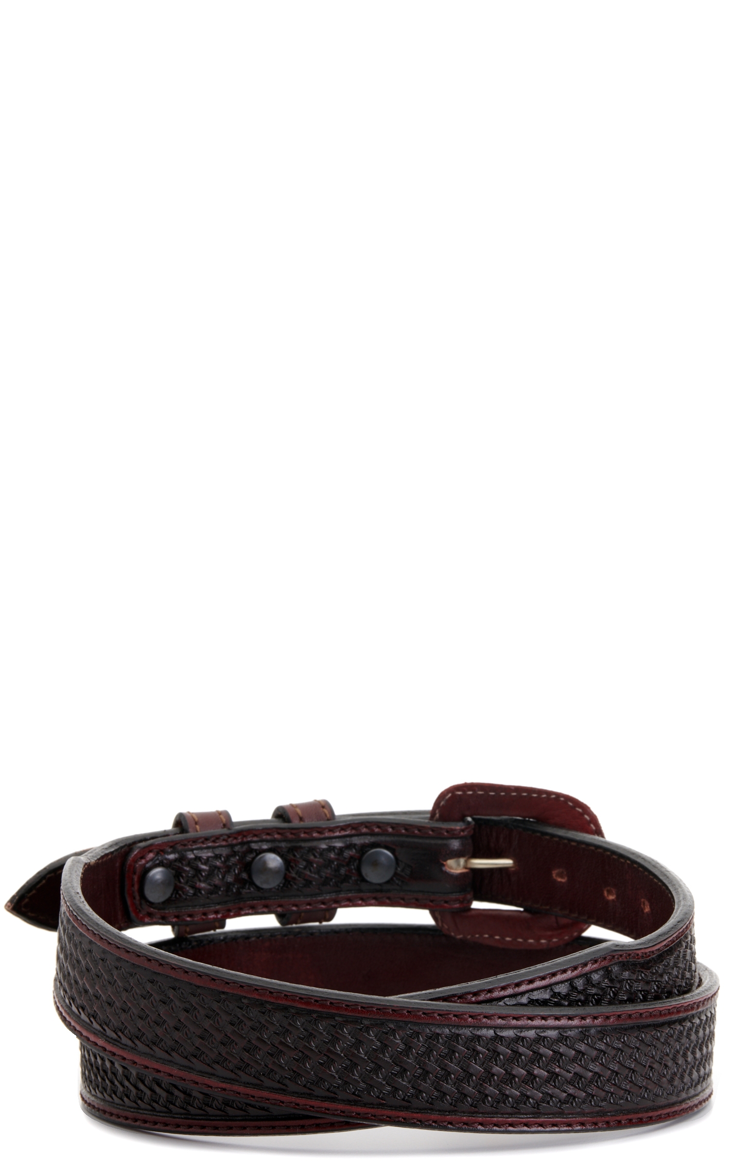 Vogt Men's Saddle Brown Basket Weave Tapered Western Belt - Image 1