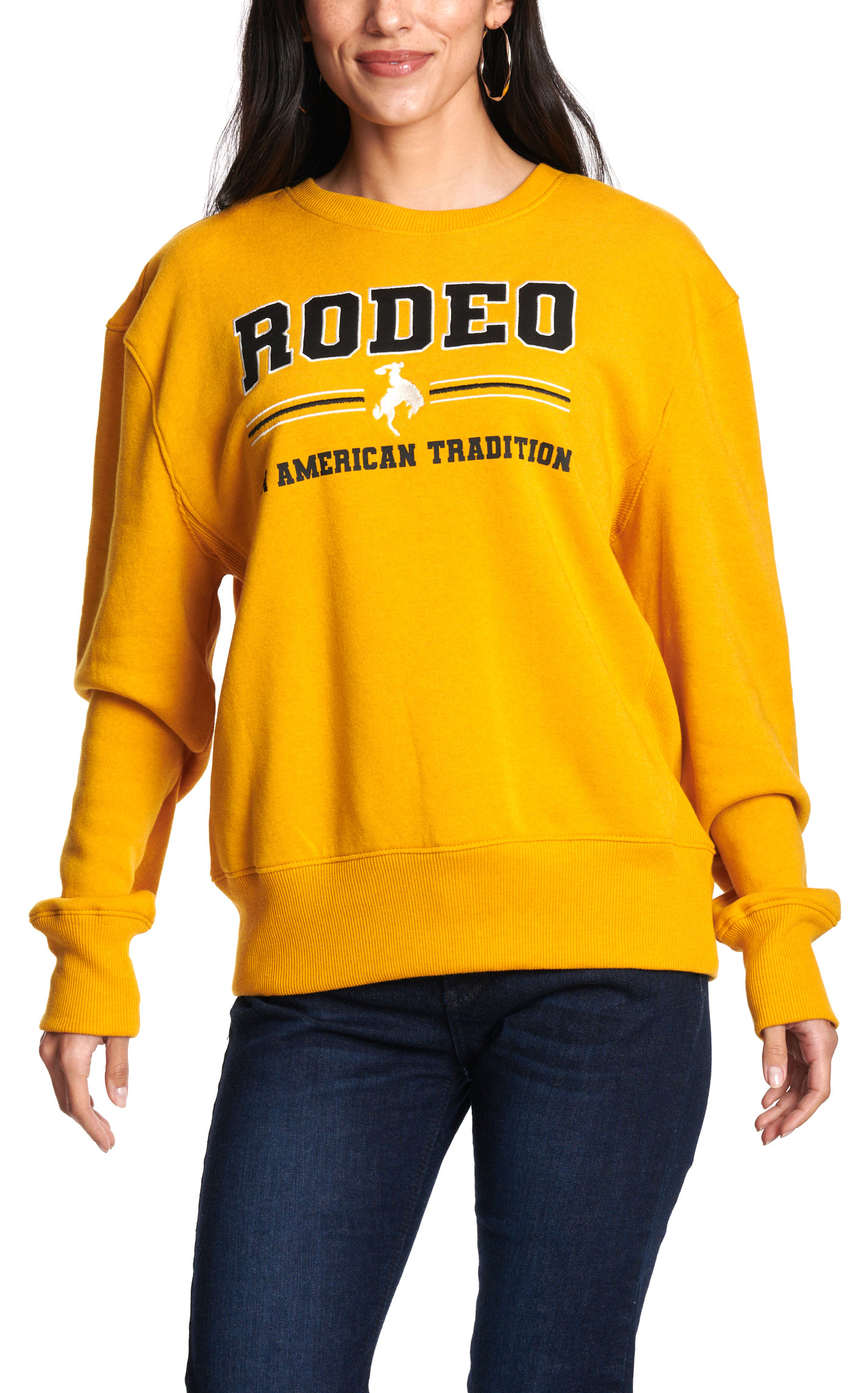 Cruel Girl Women's Golden Yellow Rodeo Embroidered Pullover - Image 1