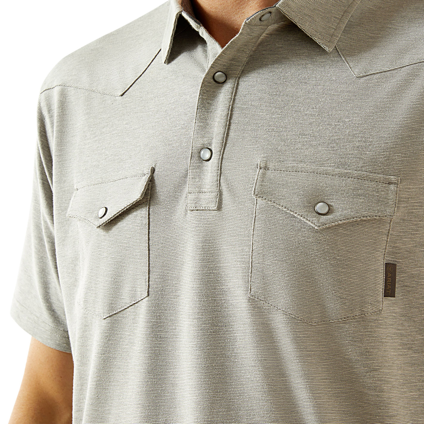 Ariat Light Gray Retro Western Polo Shirt - Image 1