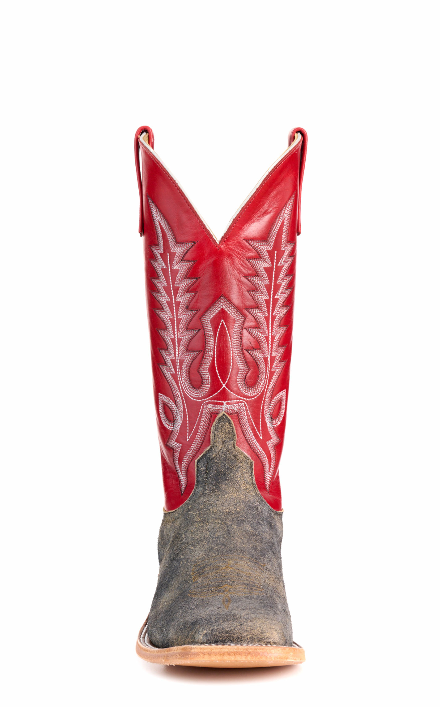 Anderson Bean Men's Brown and Red Wide Square Toe Cowboy Boots - Image 1