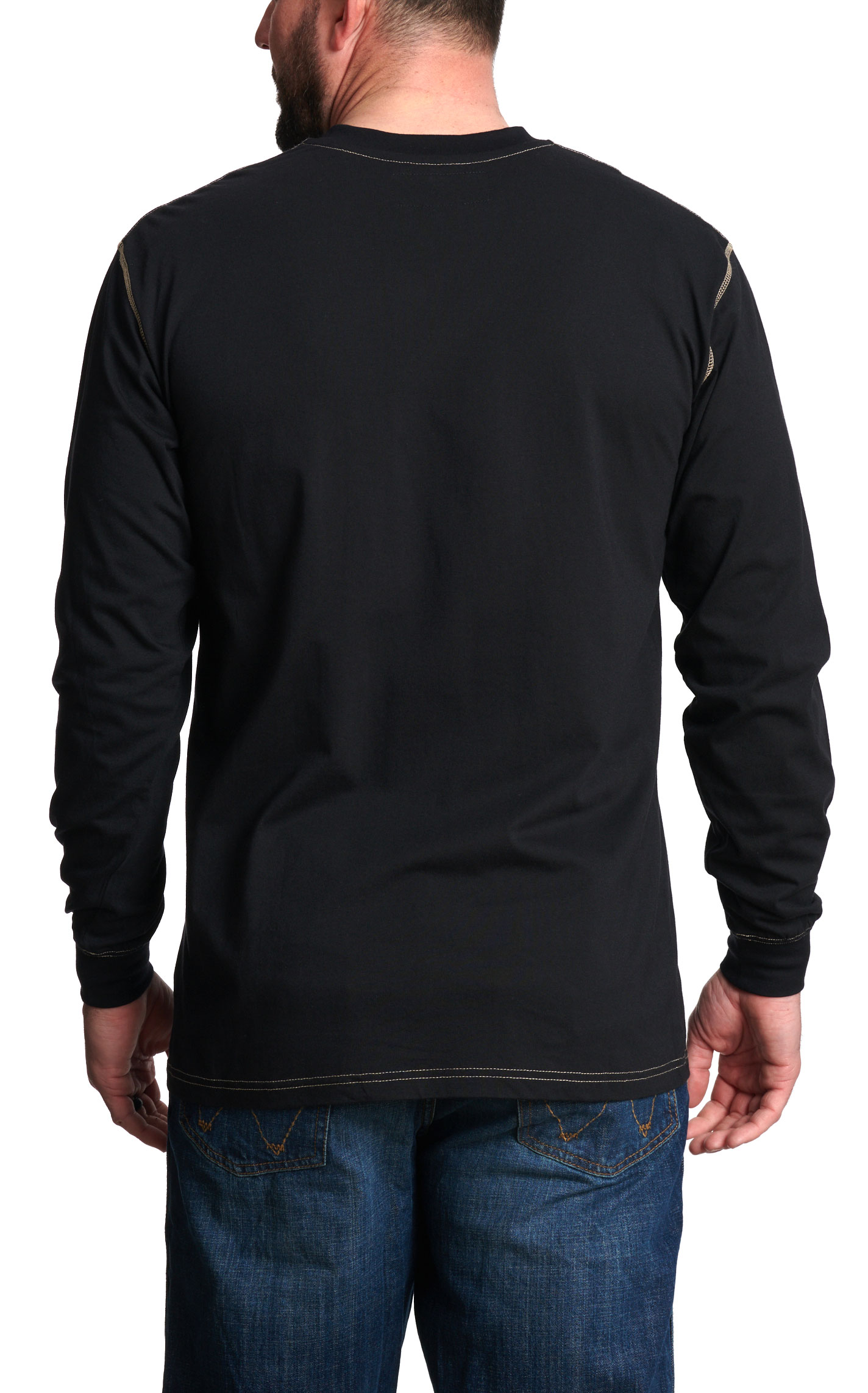 Forge Men's FR Black Contrast Stitch Light Weight Henley Shirt - Image 2