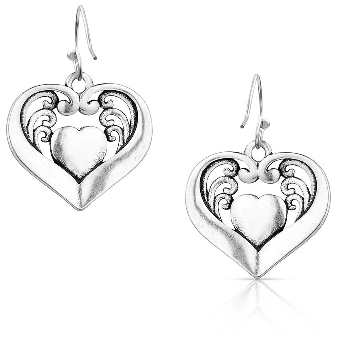 Montana Silversmiths Silver & Turquoise Fierce Hearts Earrings  - Image 3