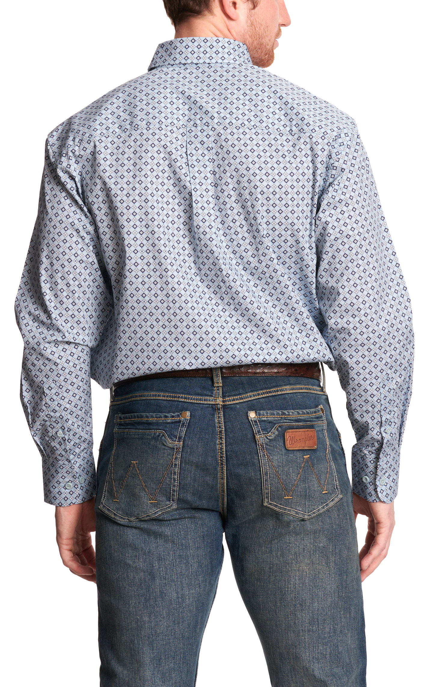 Wrangler Men's George Strait Collection Blue & Gray Geo Print Western Shirt - Image 1