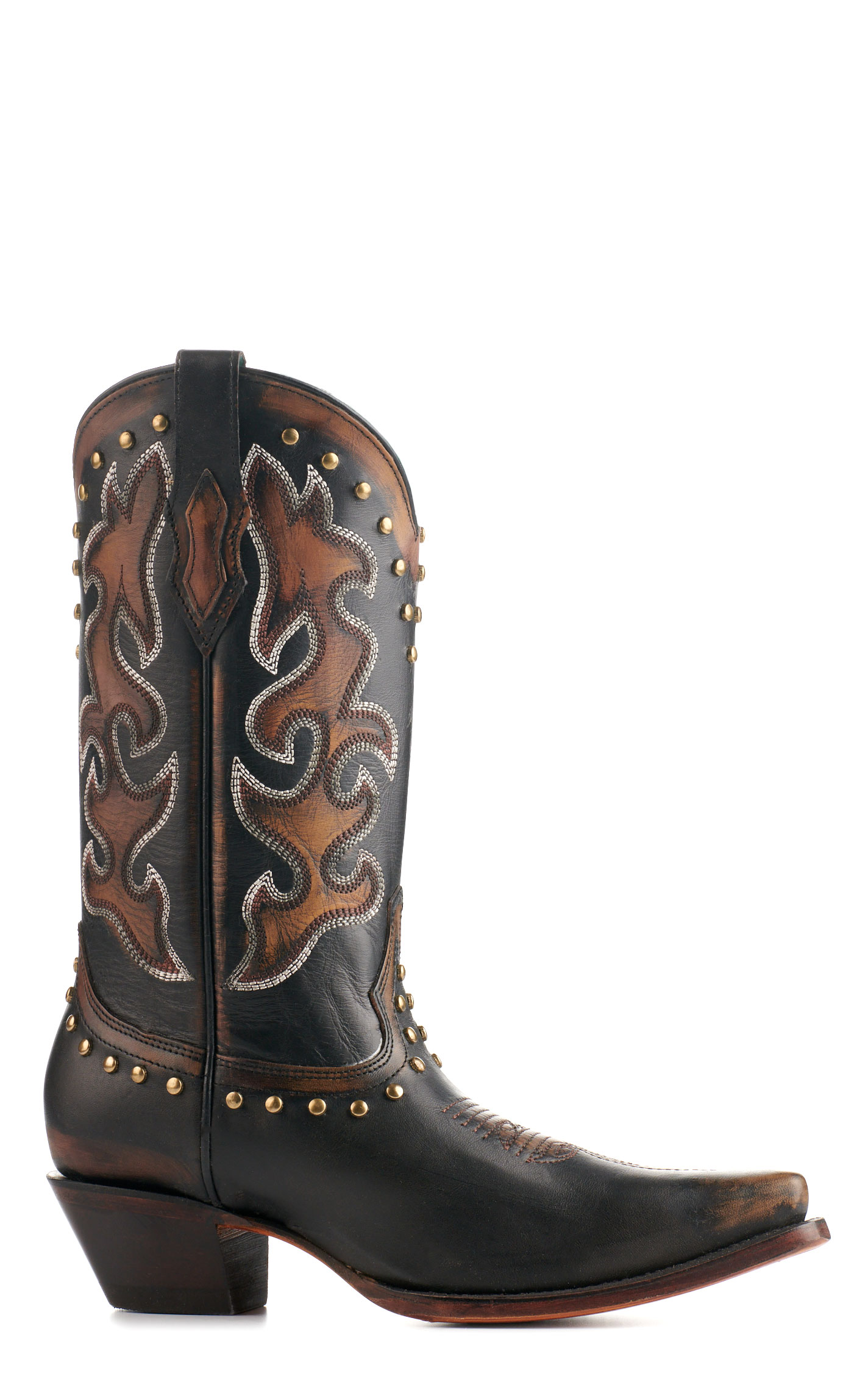 Corral Women's Black and Bronze with Studs Snip Toe Cowboy Boots - Image 1