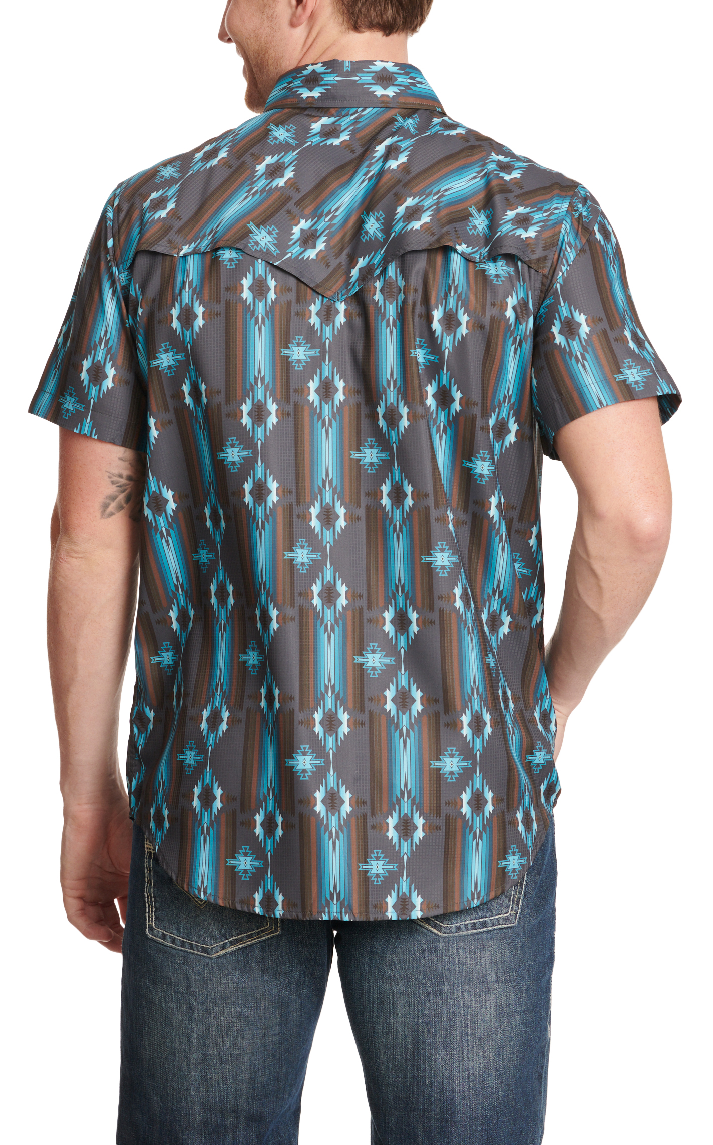 Rock & Roll Denim Men's Cement Aztec Print TEK Western Shirt - Image 1