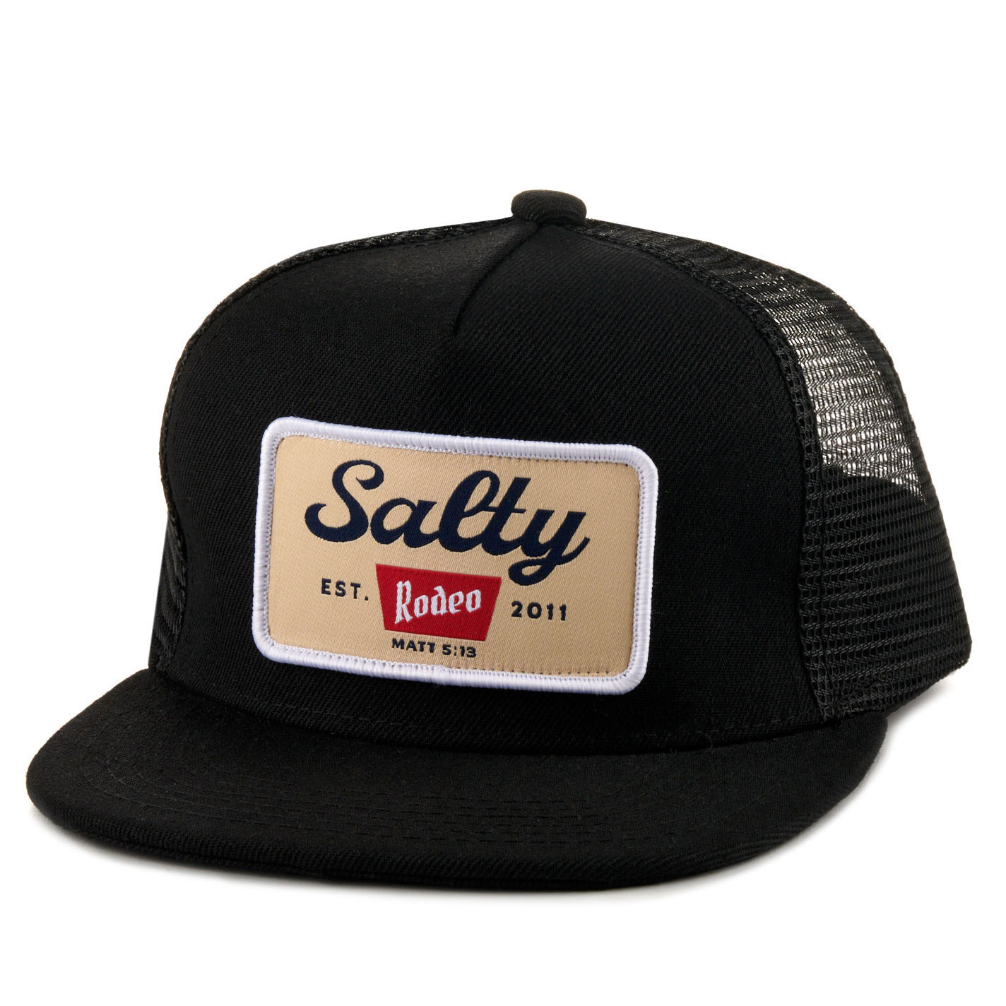 Salty Rodeo Black with OG Tan Black & Red Logo Patch Youth Cap - Image 1