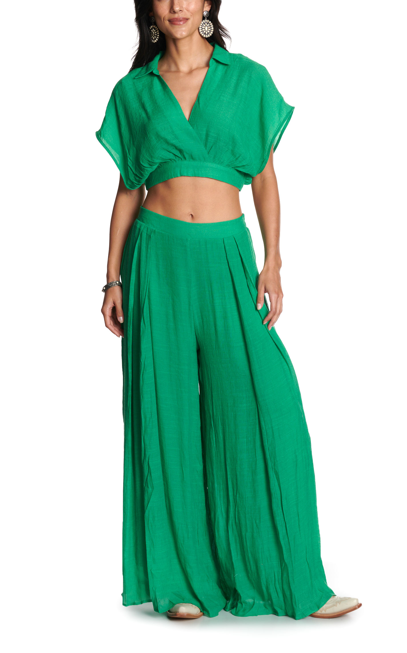 HYFVE Women's Green Palazo Pants - Image 1