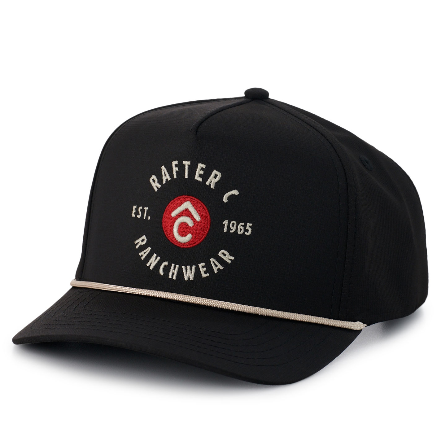 Rafter C Men's Black & Embroidered Circle Logo Curved Bill Cap - Image 1