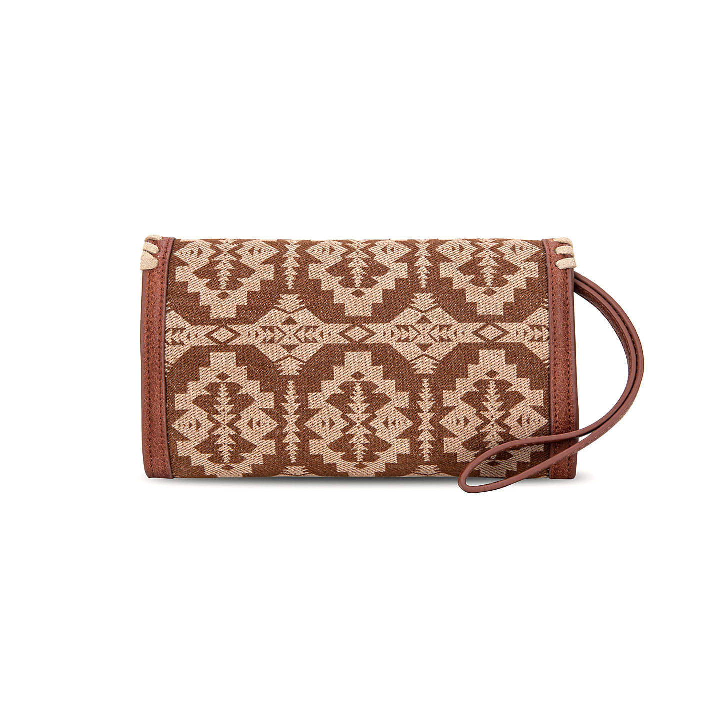 Wrangler Brown Aztec Whipstitch Crossbody Wallet - Image 1