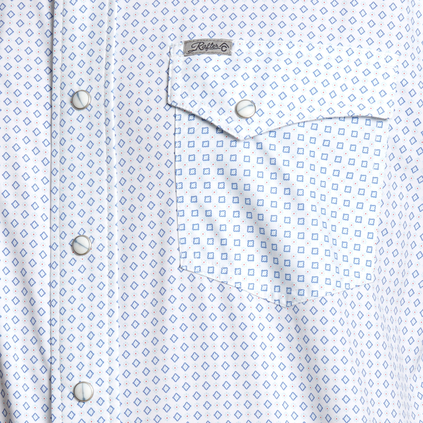 Rafter C Men's Cornflower Blue Geo Print Western Shirt - Image 1