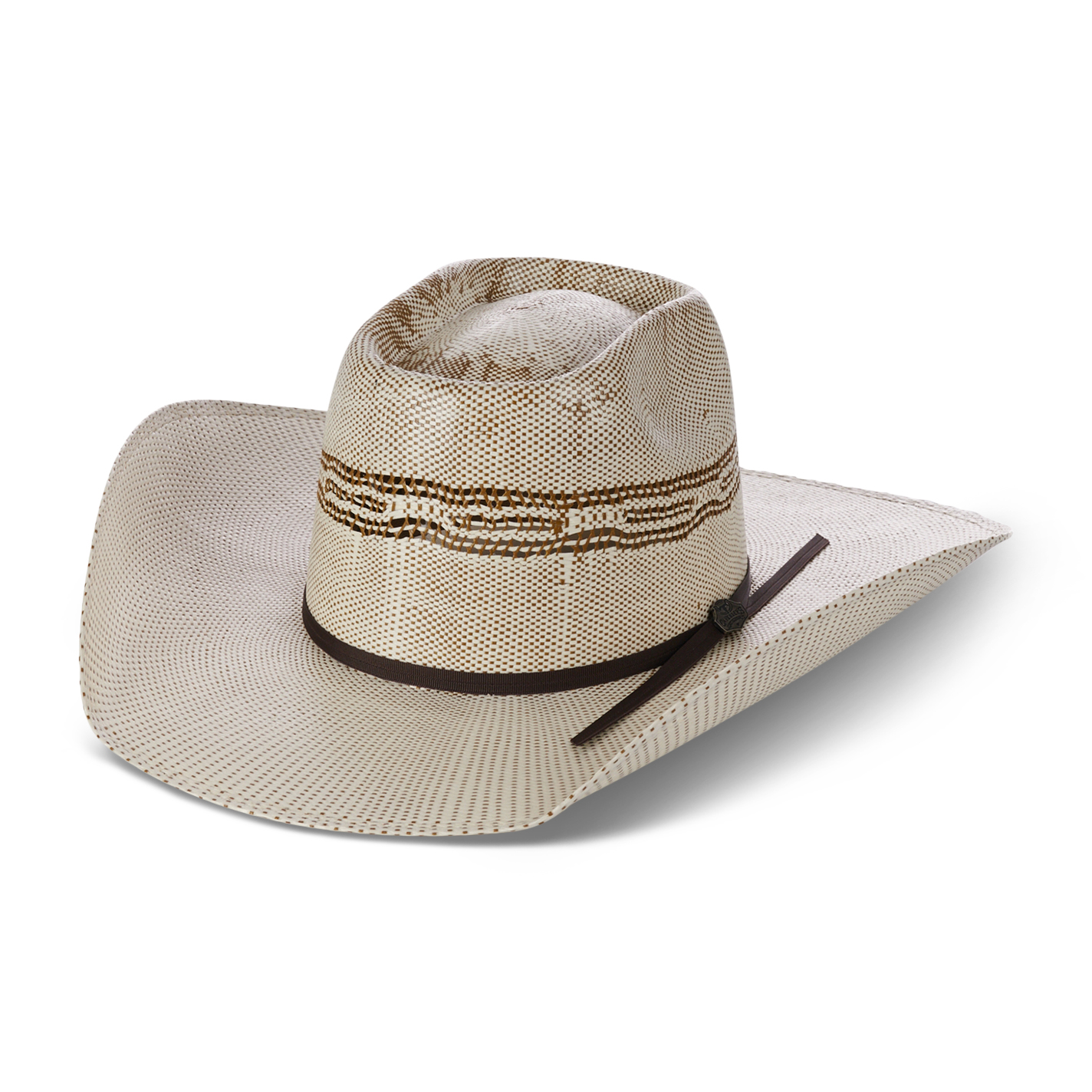 Rafter C Rowdy Ivory and Brown Brick Crown Bangora Straw Cowboy Hat - Image 1