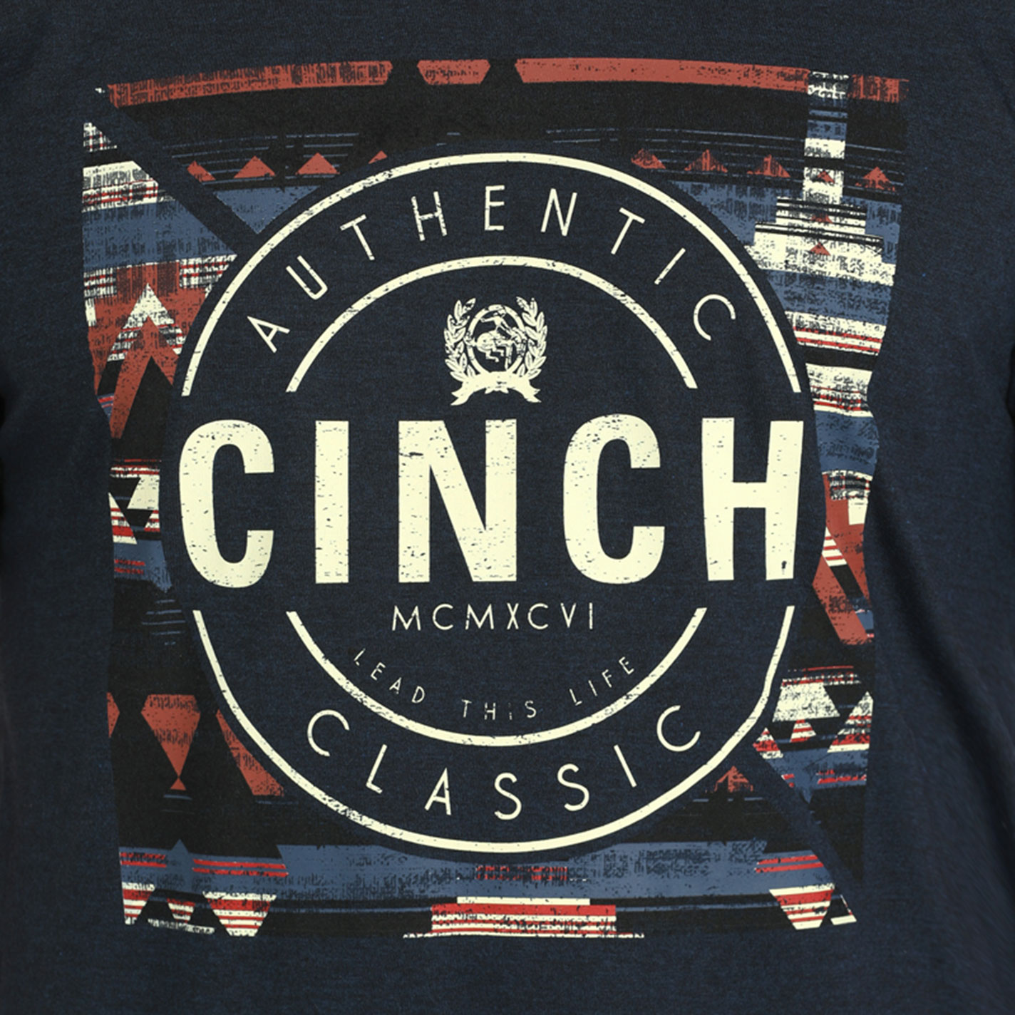 Cinch Men's Navy Aztec Logo Graphic T-Shirt - Image 1