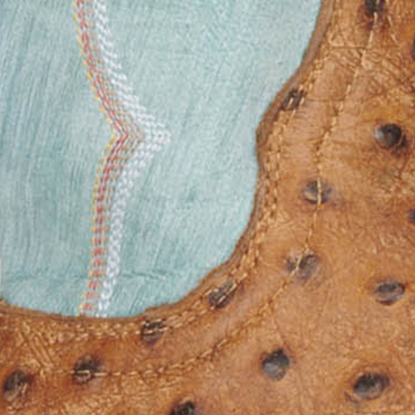 Cavender's Women's Sky Blue and Tan Ostrich Print Wide Square Toe Cowboy Boots - Image 1