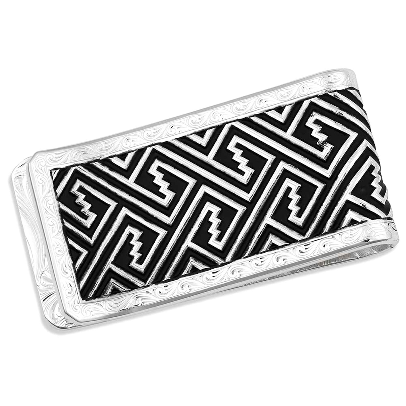Montana Silversmiths Black & Silver Pottery Print Money Clip - Image 1