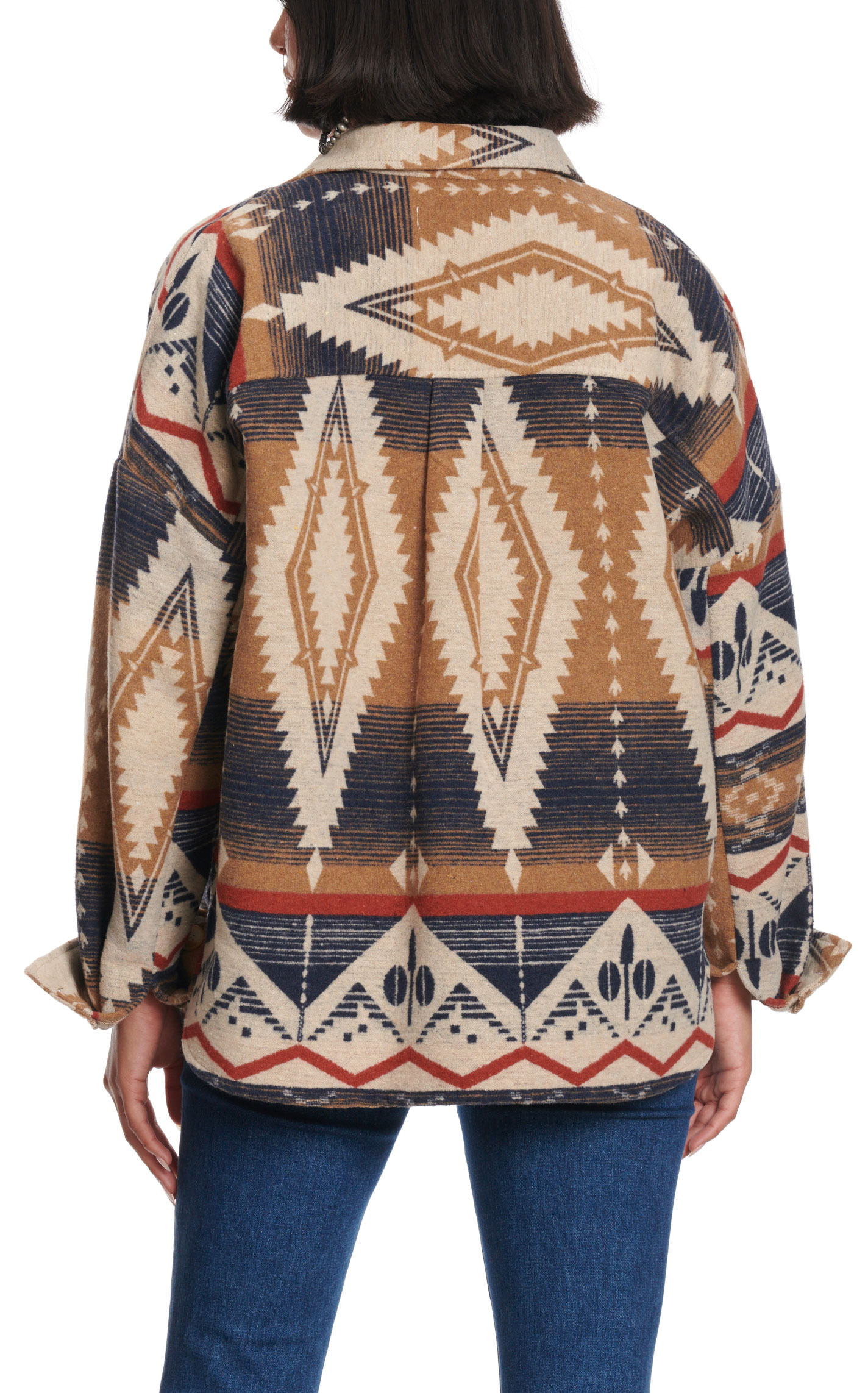 Rockin C Women's Oats Navy & Rust Aztec Shirt Jacket - Image 2