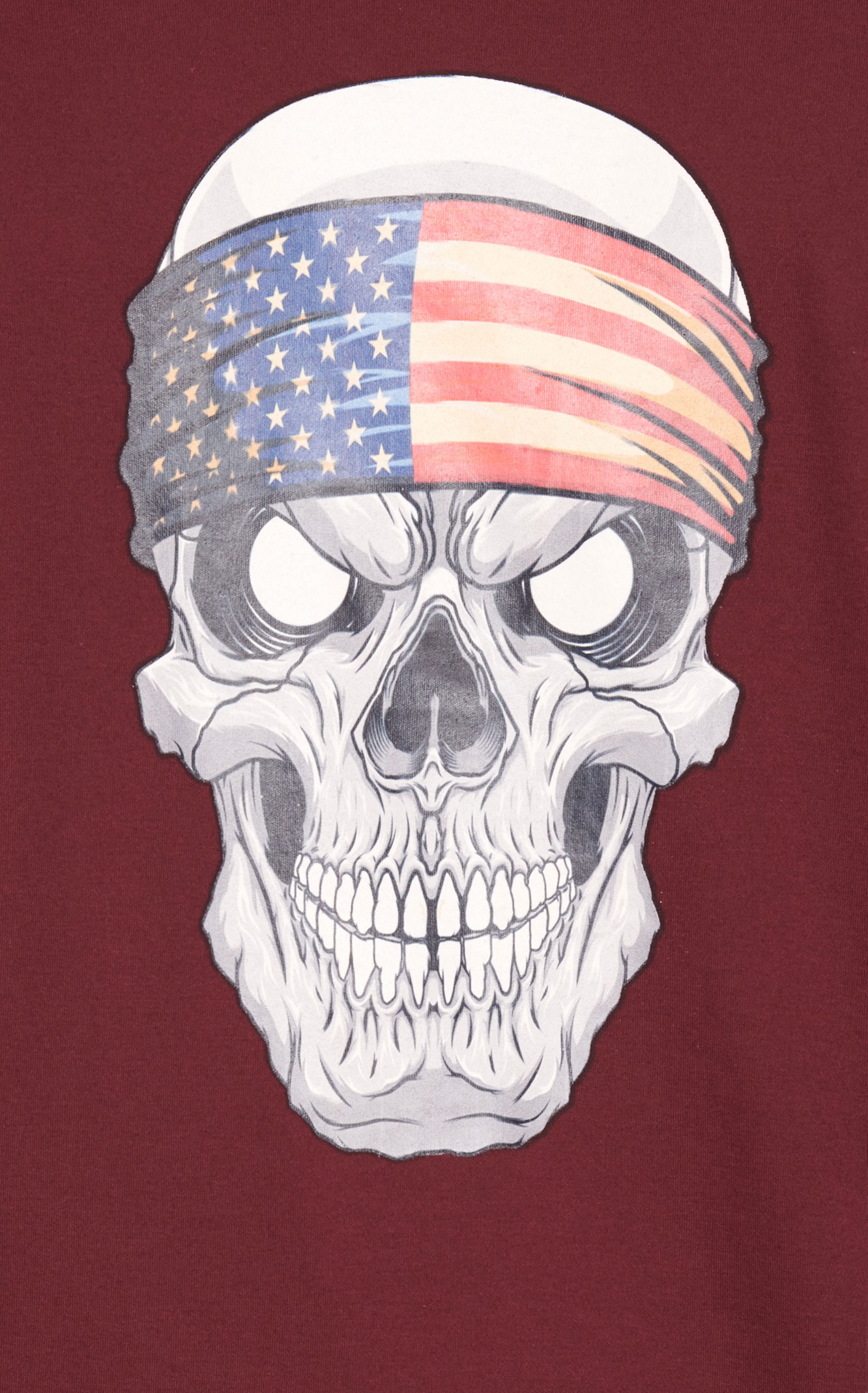 Forge Men's Burgundy with Flag Bandana Skull Graphic Back Long Sleeve FR Work T-Shirt - Image 1