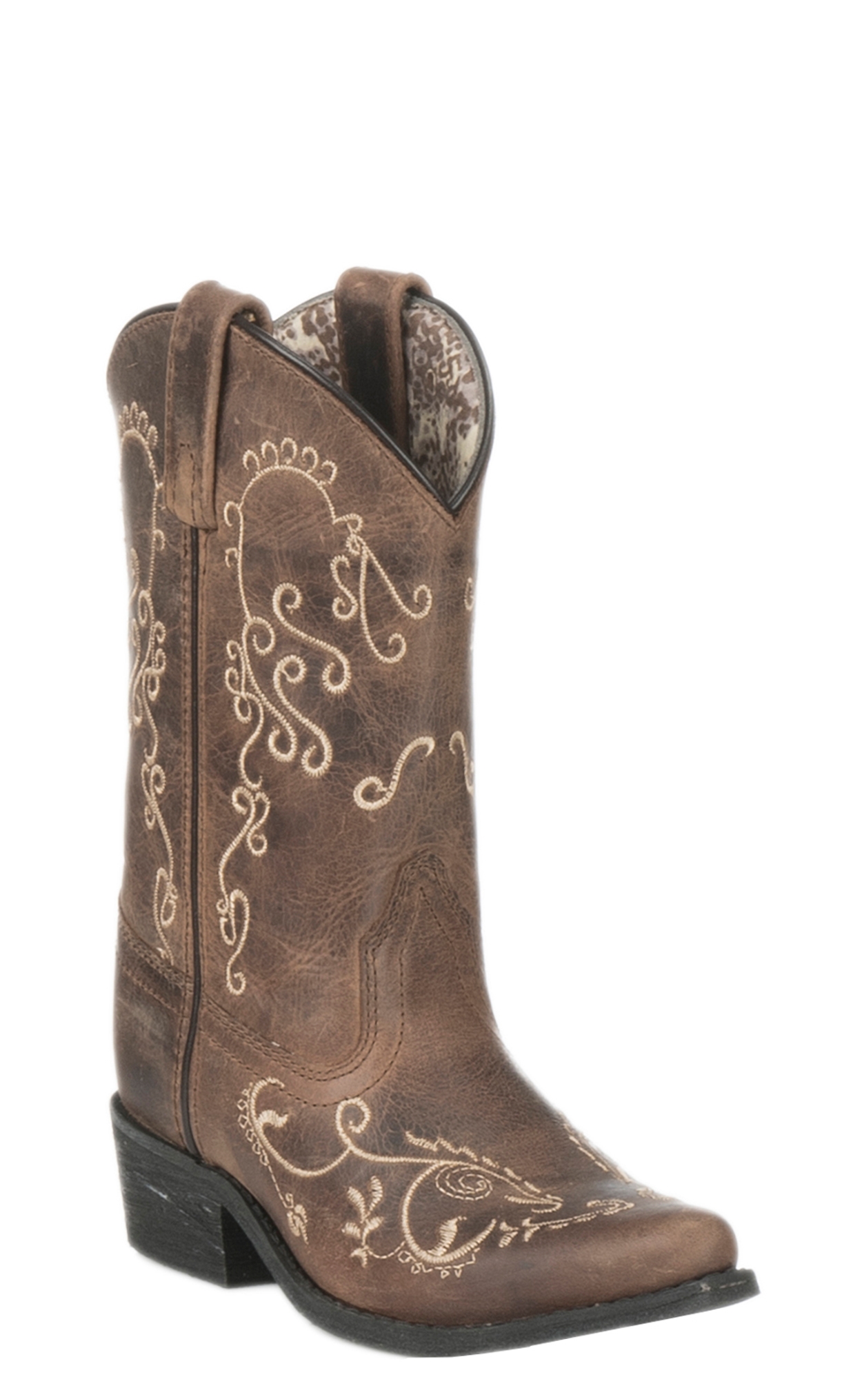 Smoky Mountain Youth Antique Mocha with Cream Embroidery Snip Toe Cowboy Boots - Image 1