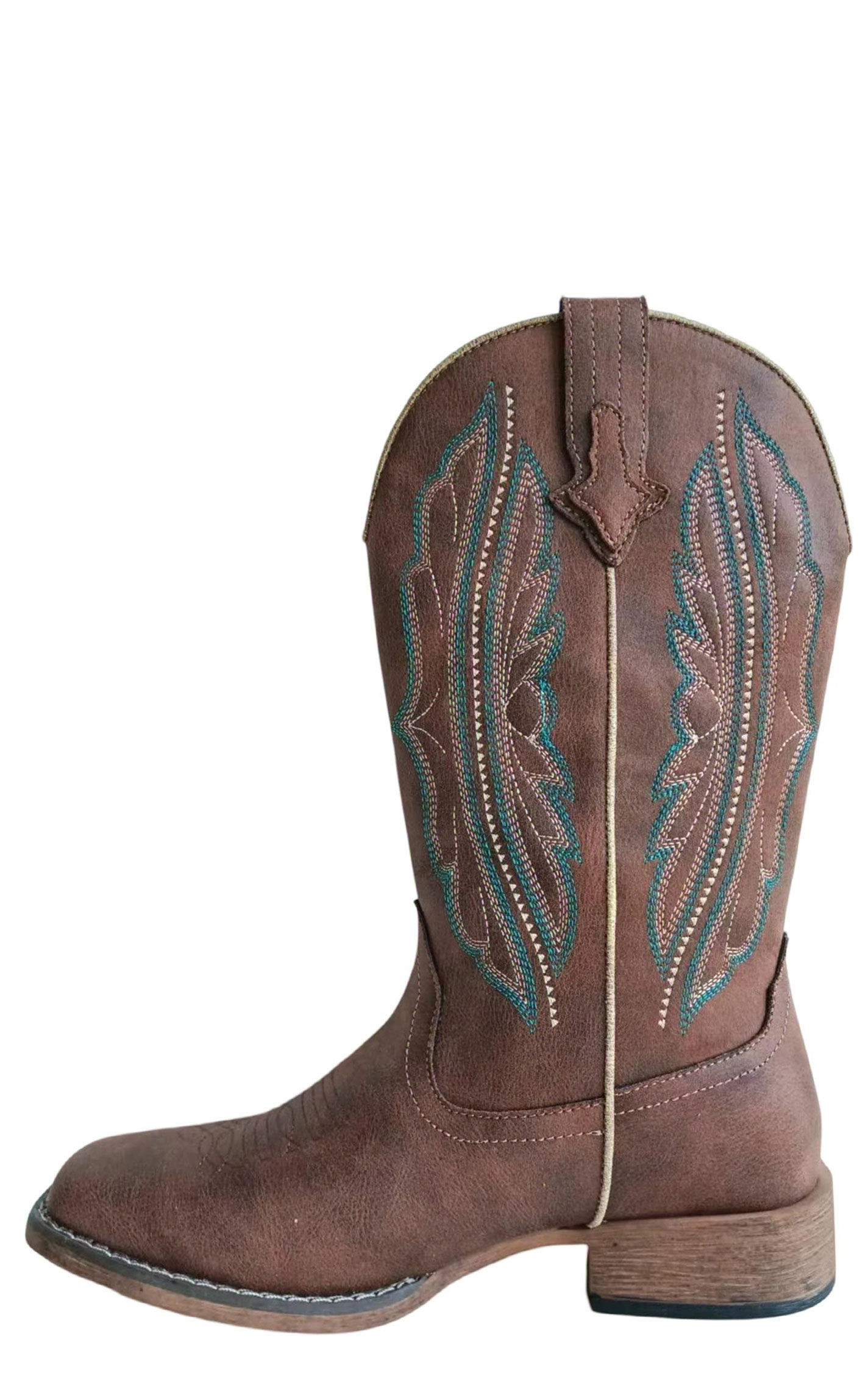 Roper Women's Loretta Brown Faux Leather Square Toe Cowboy Boots - Image 1