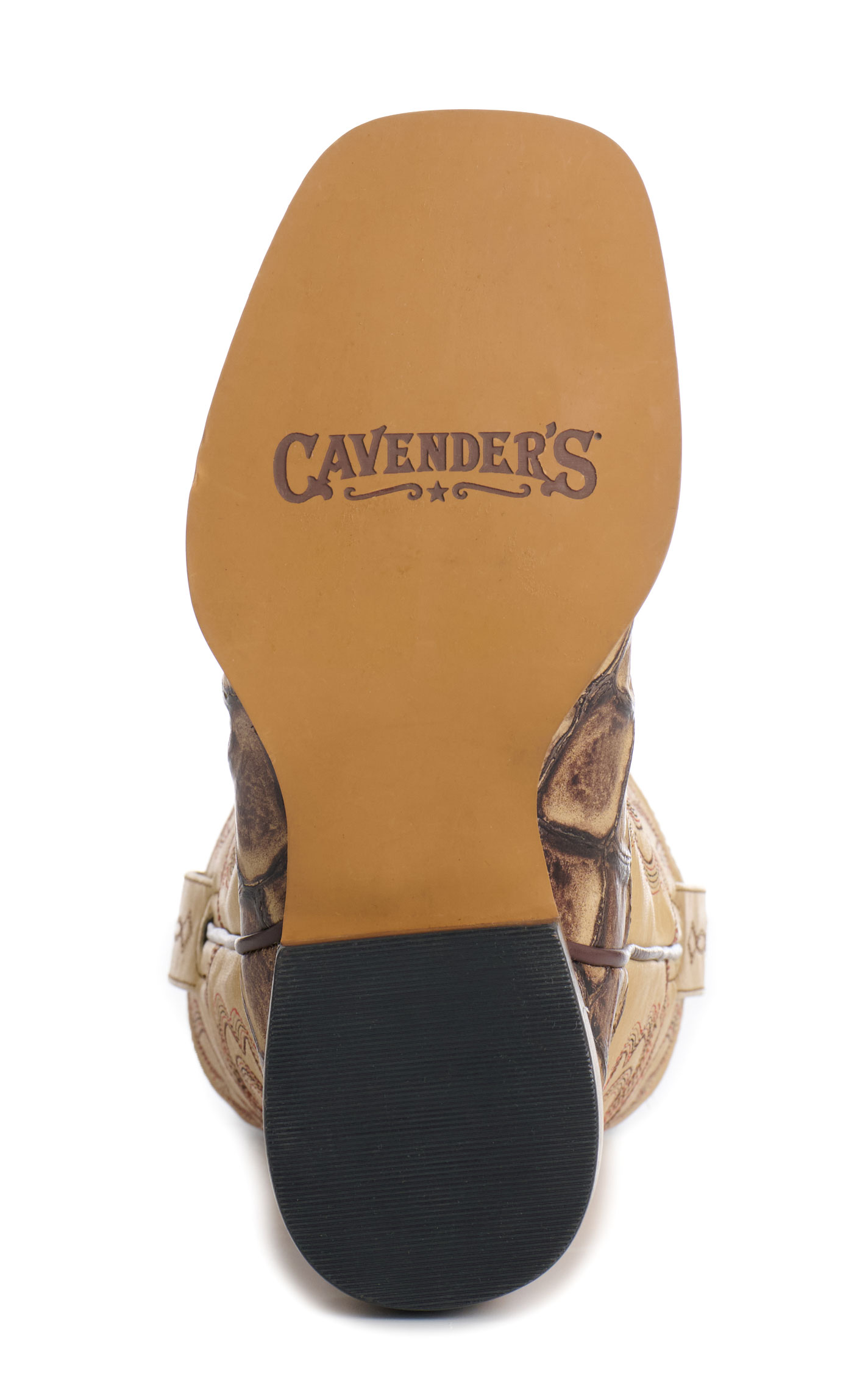 Cavender's Youth Sand & Natural Pirarucu Print Wide Square Toe Cowboy Boots - Image 1