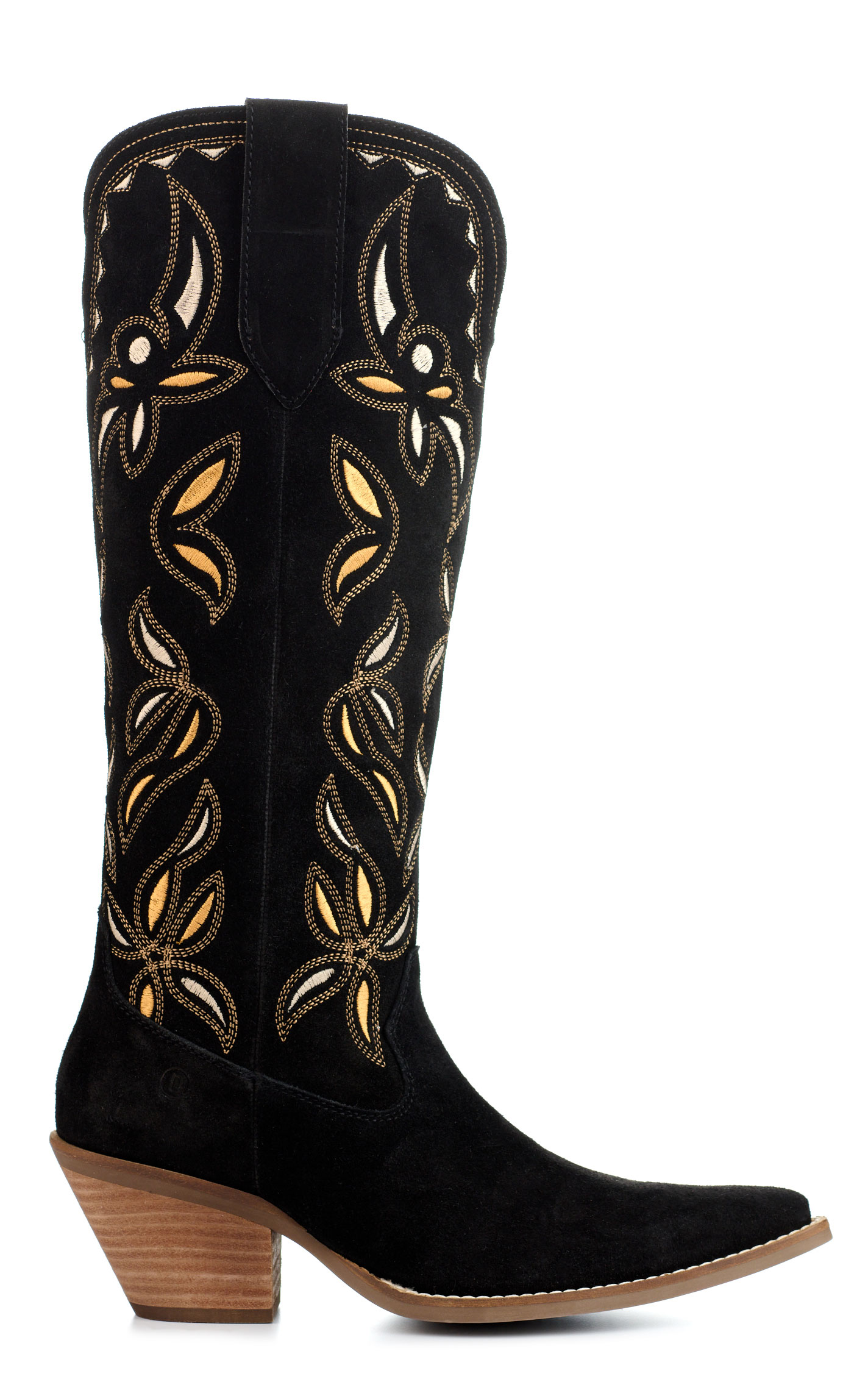 Dingo Women's Bandelera Black Suede Snip Toe Tall Cowboy Boots - Image 1