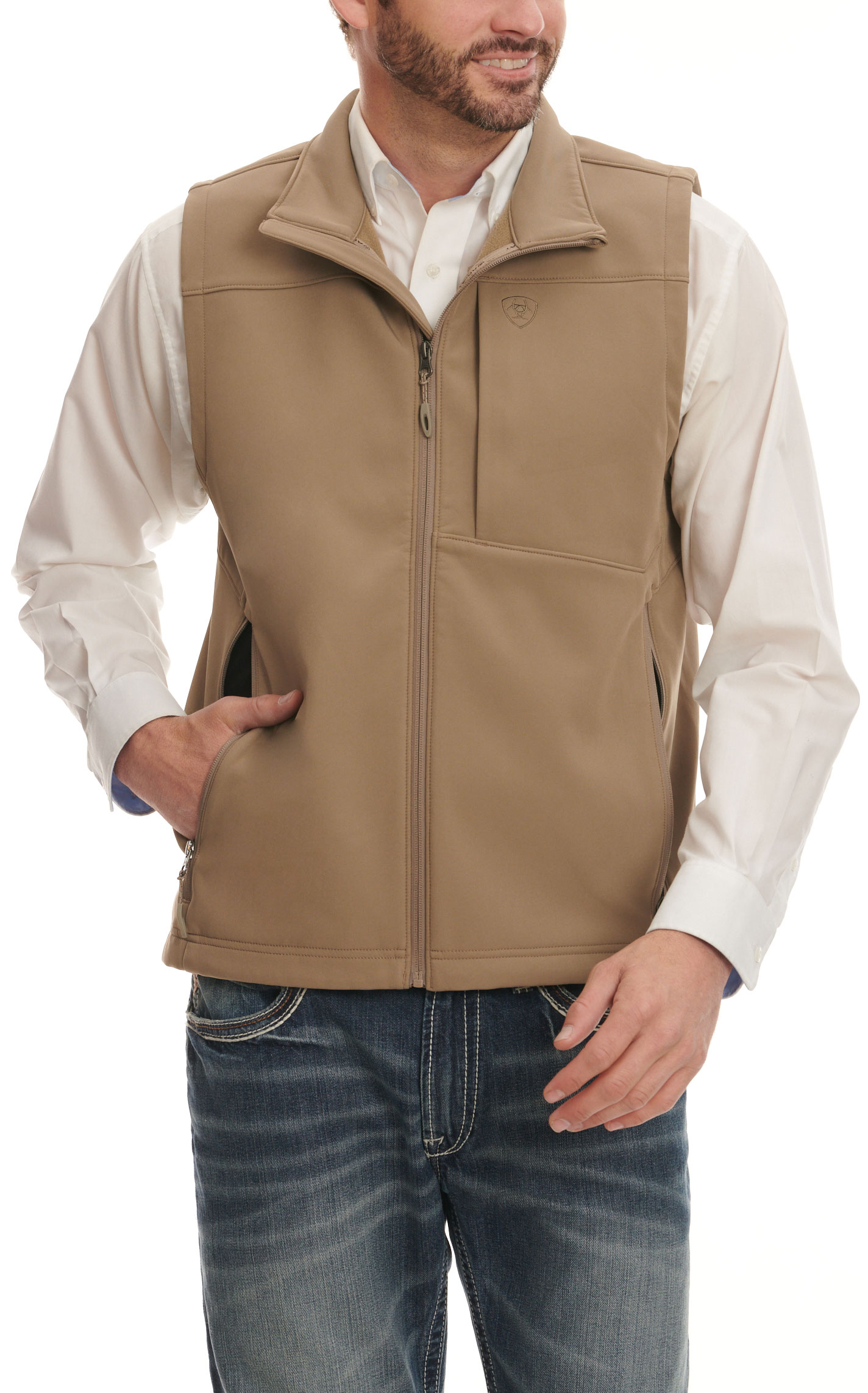 Ariat Men's Taupe Soft Lined Softshell Vest  - Image 2