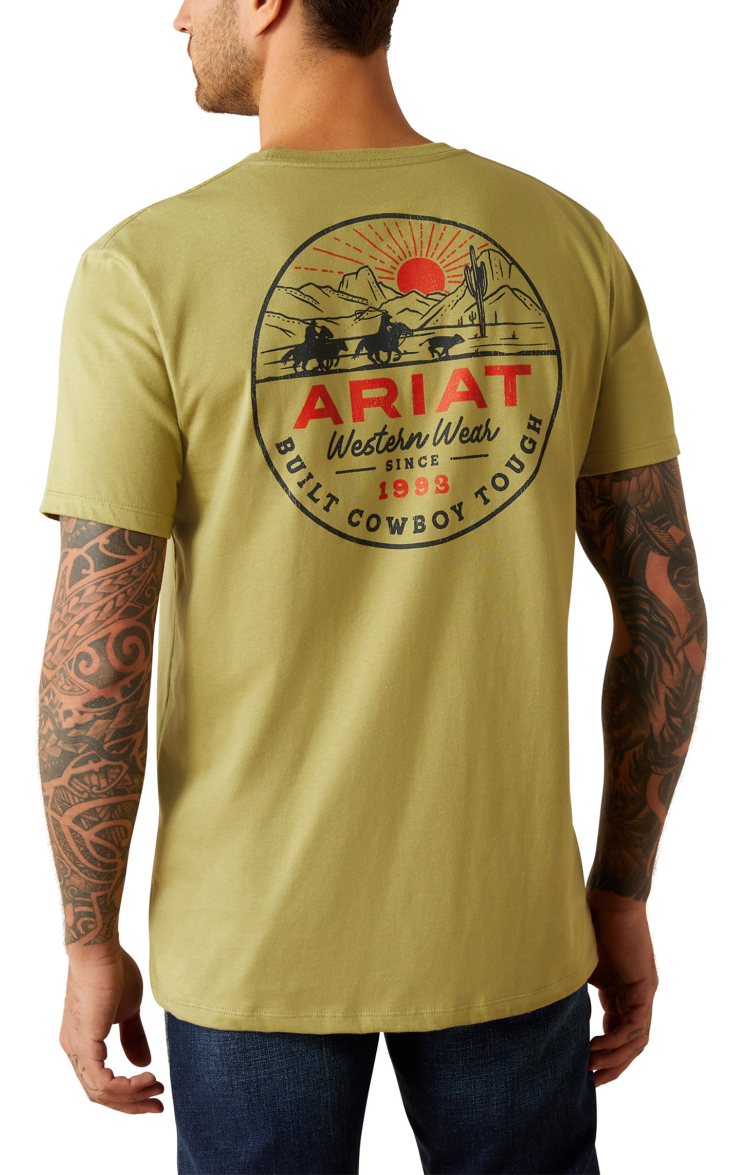Ariat Men's Olive Green Built Tough Logo Graphic T-Shirt - Image 1