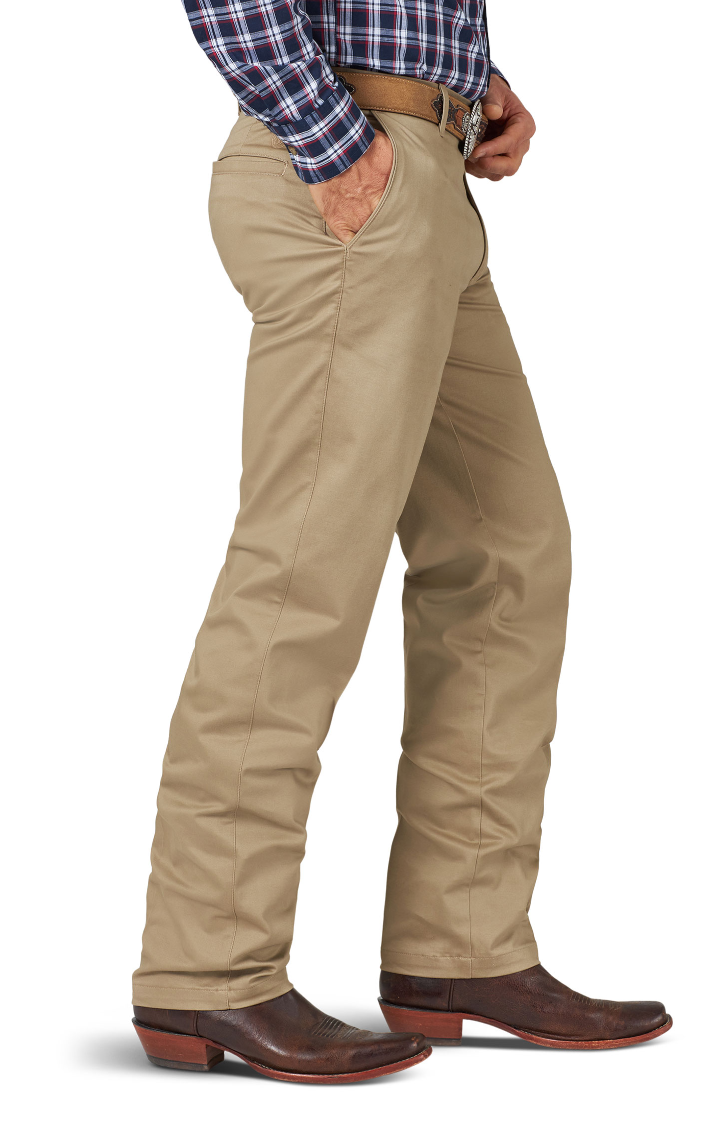 Wrangler Men's Khaki Flat Front Relaxed Fit Wrinkle Resistant Casual Pants - Tall - Image 1